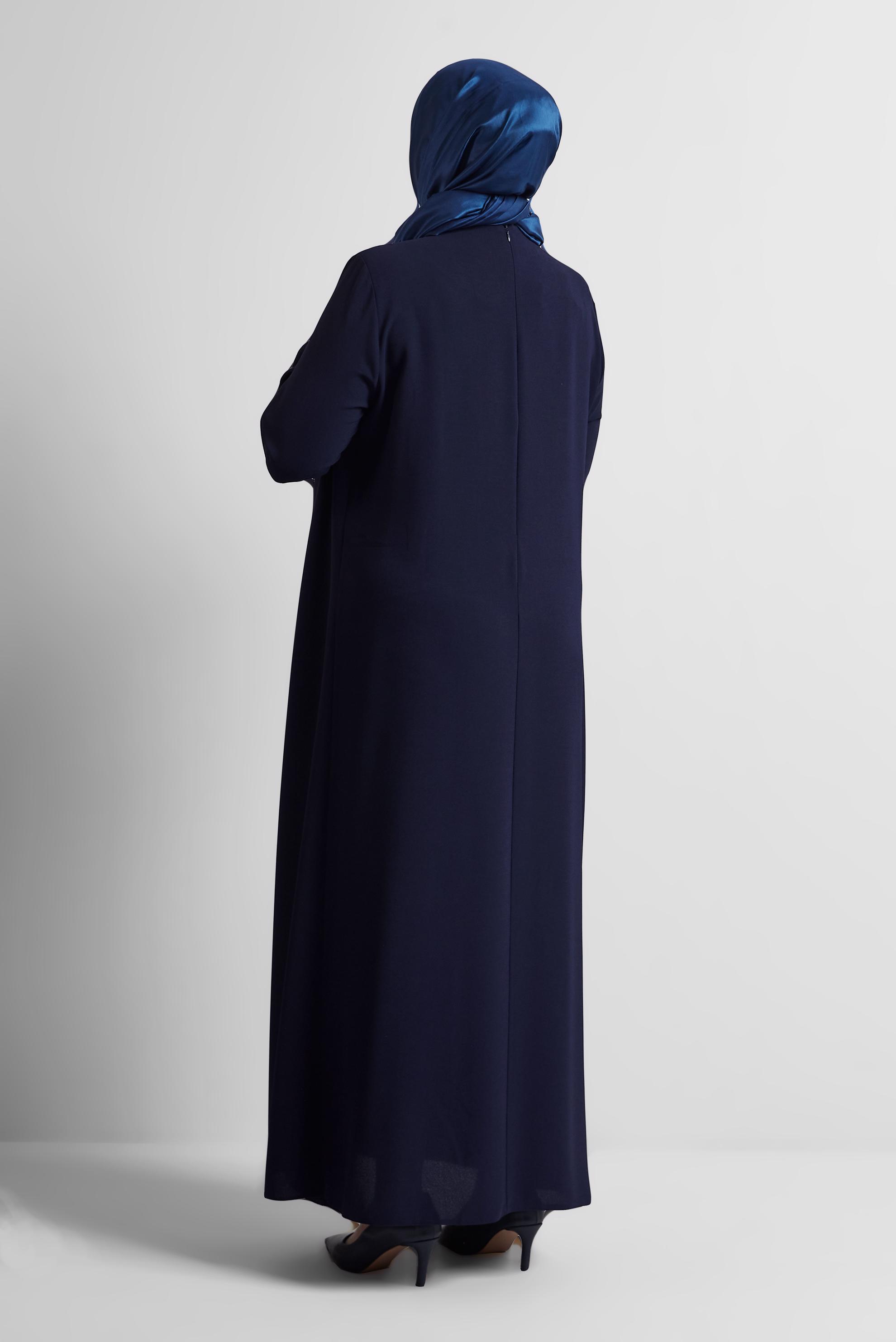 Vêtements hijab BLEU MARINE ROBE BRODÉE DE PIERRES PRÉCIEUSES 20719