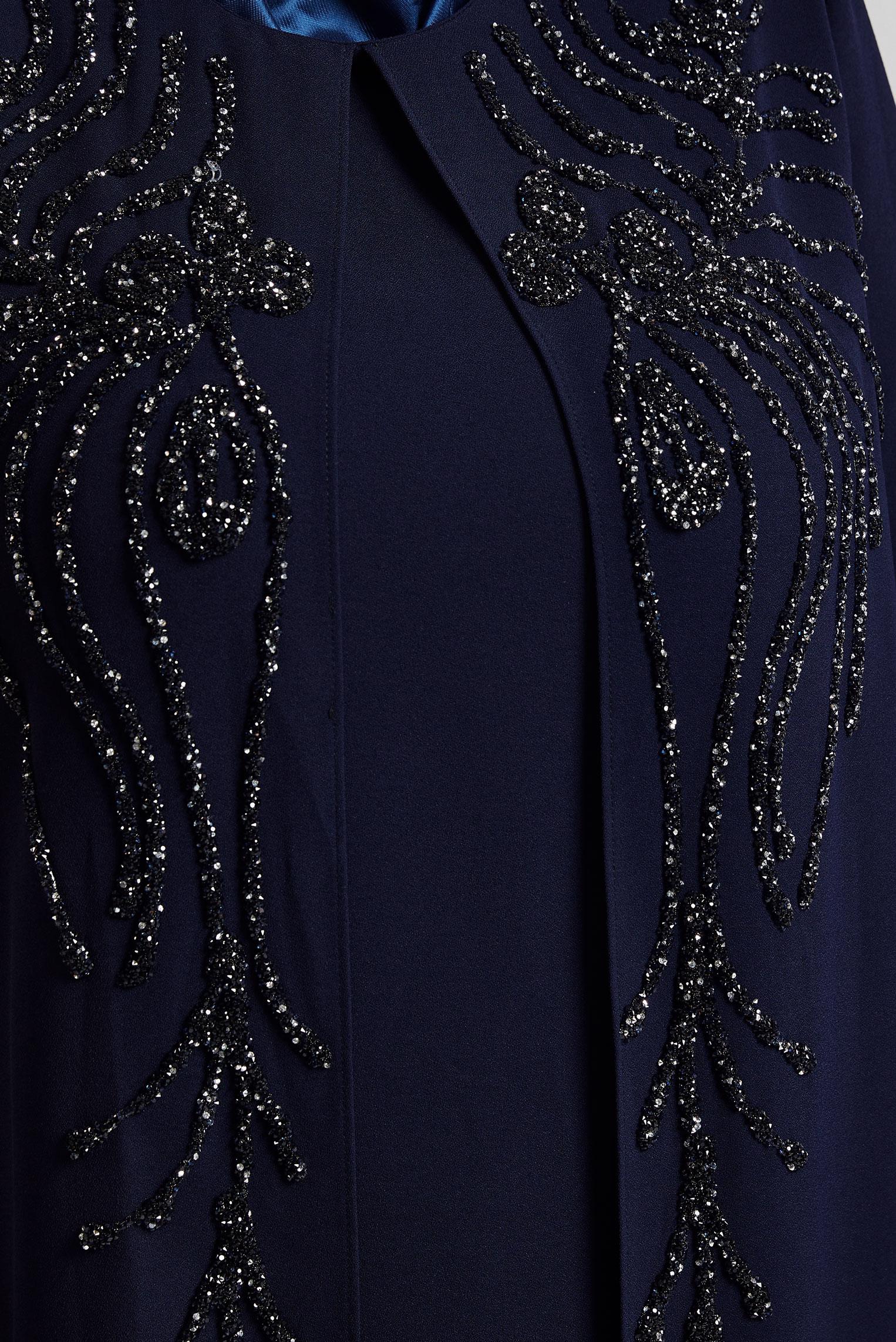 Vêtements hijab BLEU MARINE ROBE BRODÉE DE PIERRES PRÉCIEUSES 20719