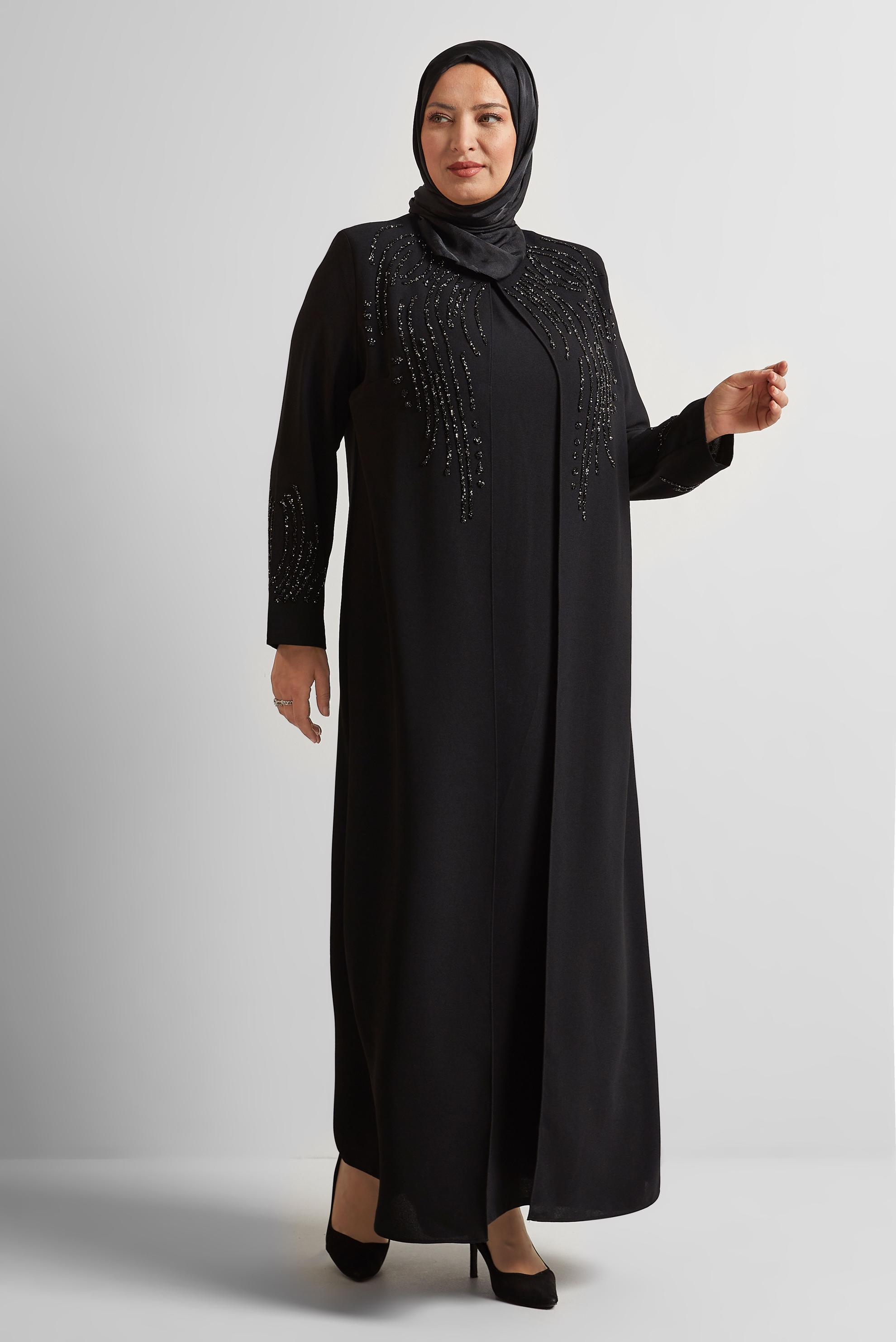 Vêtements hijab NOIR ROBE AVEC DÉTAIL DE BIJOUX 20720