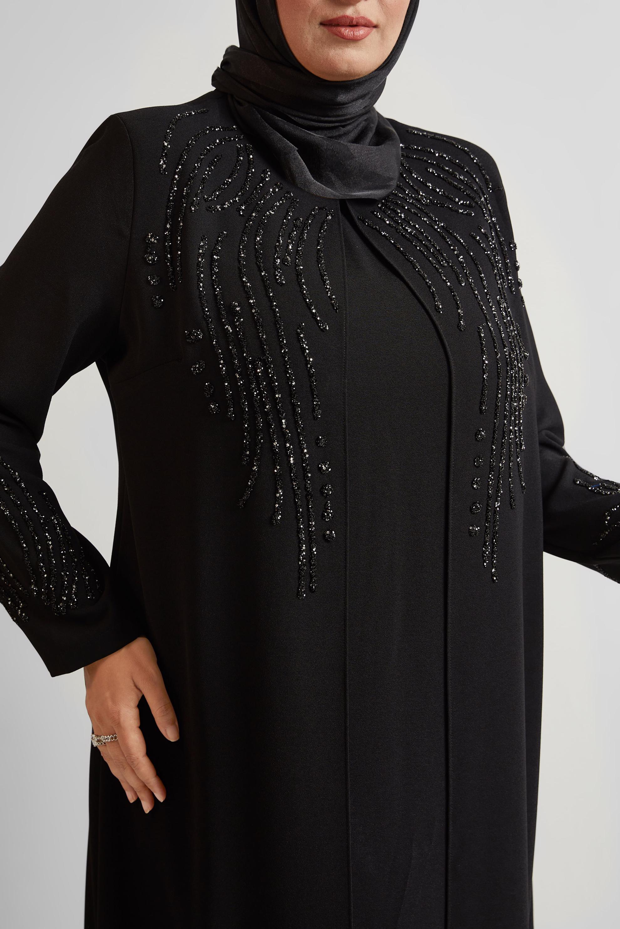 Vêtements hijab NOIR ROBE AVEC DÉTAIL DE BIJOUX 20720