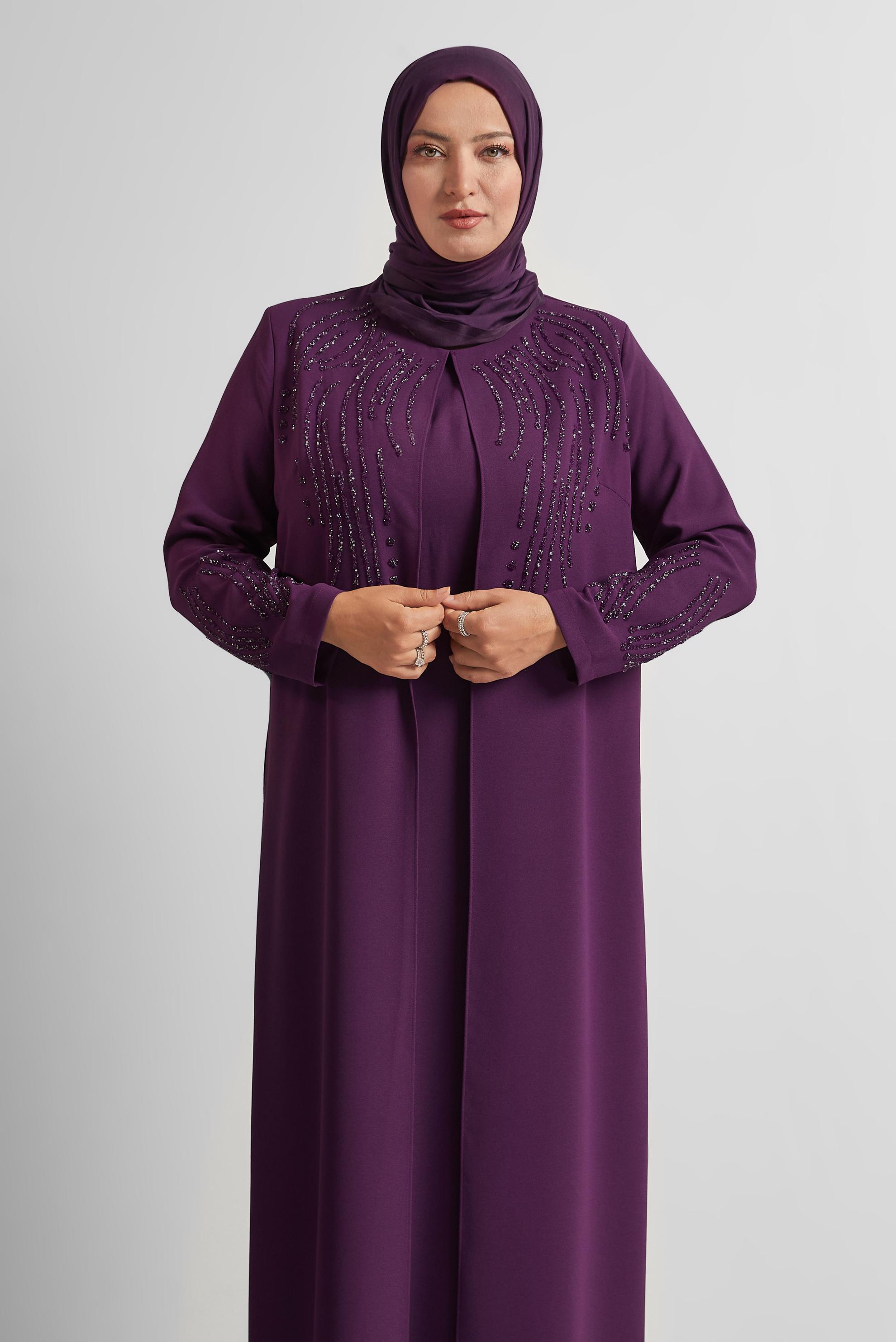 Vêtements hijab PRUNE ROBE AVEC DÉTAIL DE BIJOUX 20720