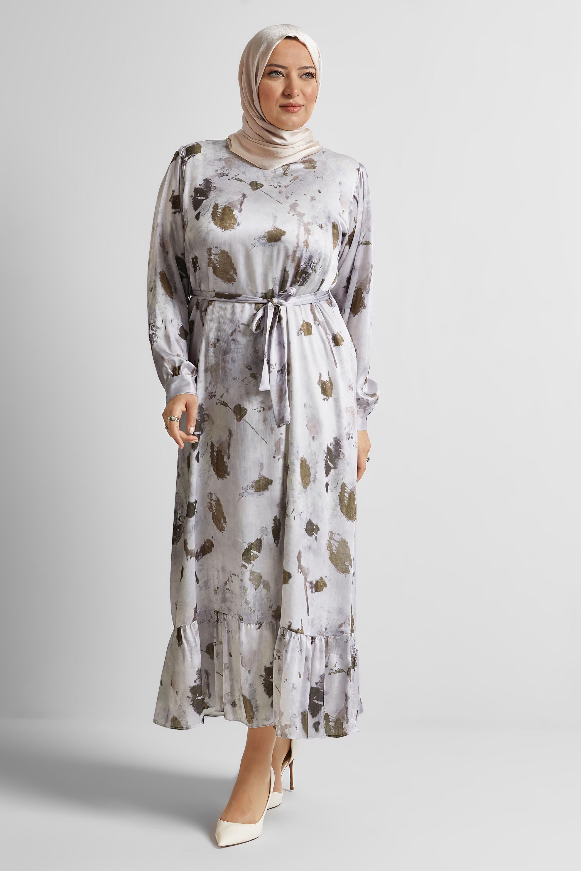 Vêtements hijab VISON ROBE EN SATIN À MOTIFS 20727