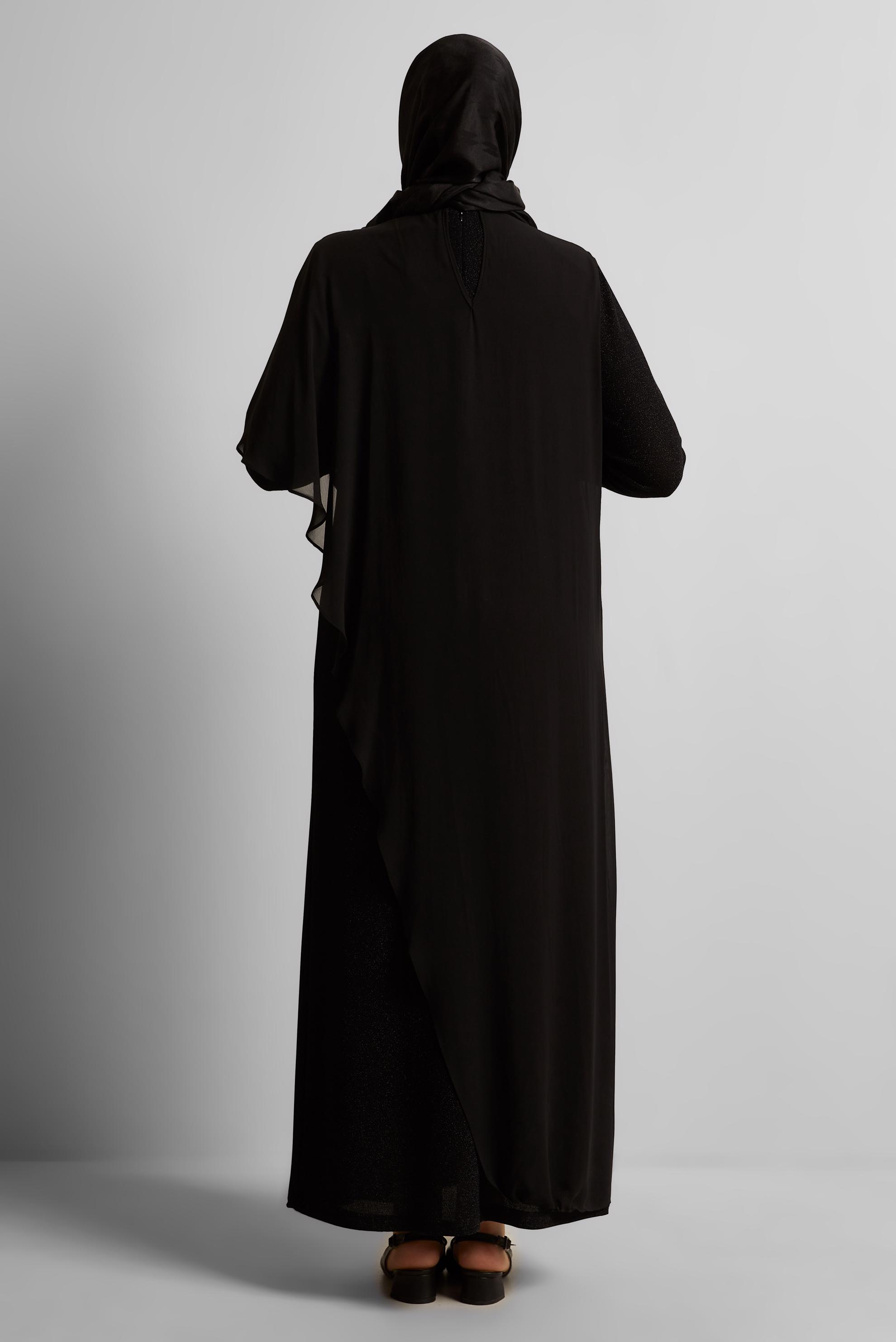 Hijab clothing BLACK CHIFFON DRESS WITH GEM 20789
