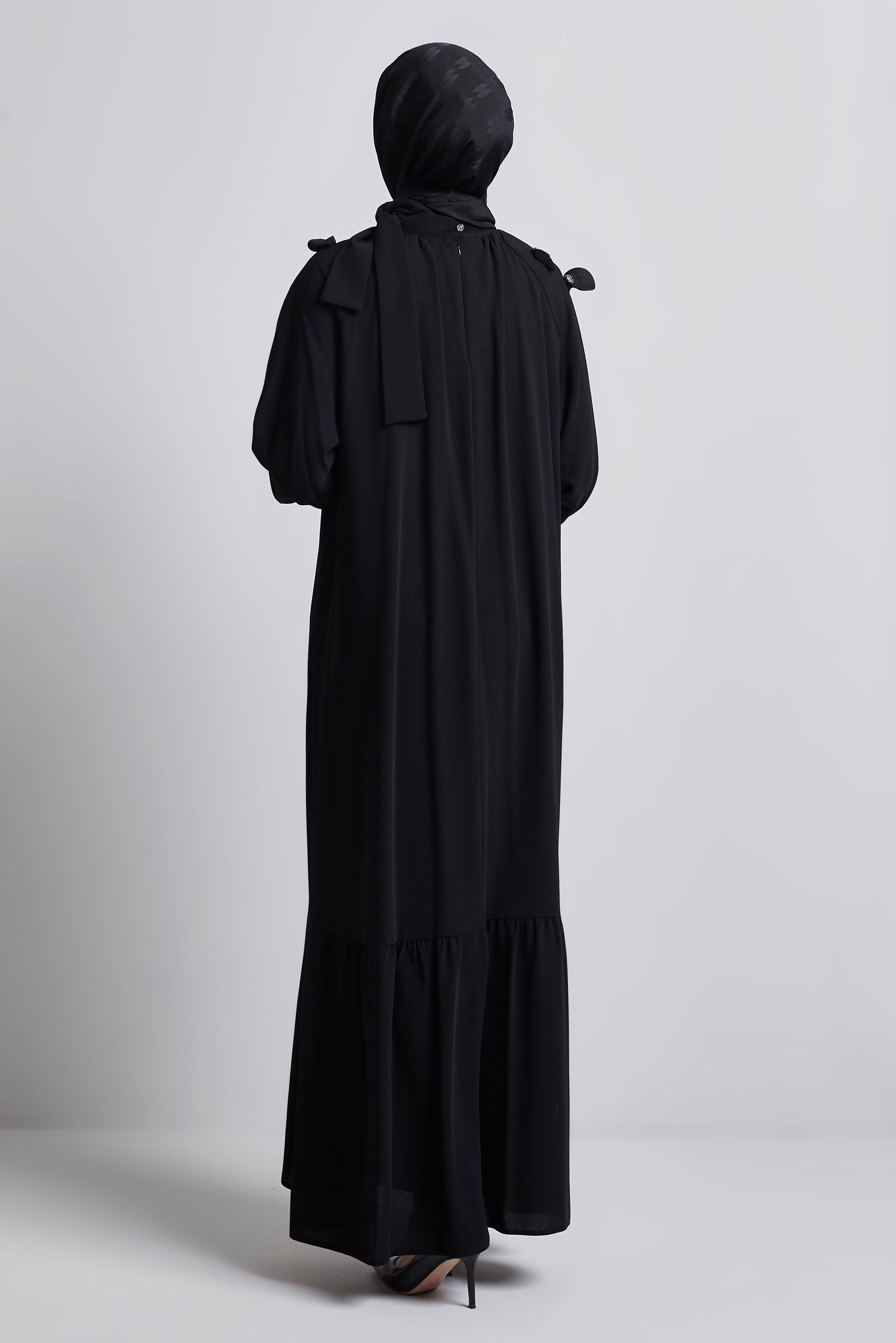 Tesettür giyim SİYAH SALAŞ ELBİSE 44675