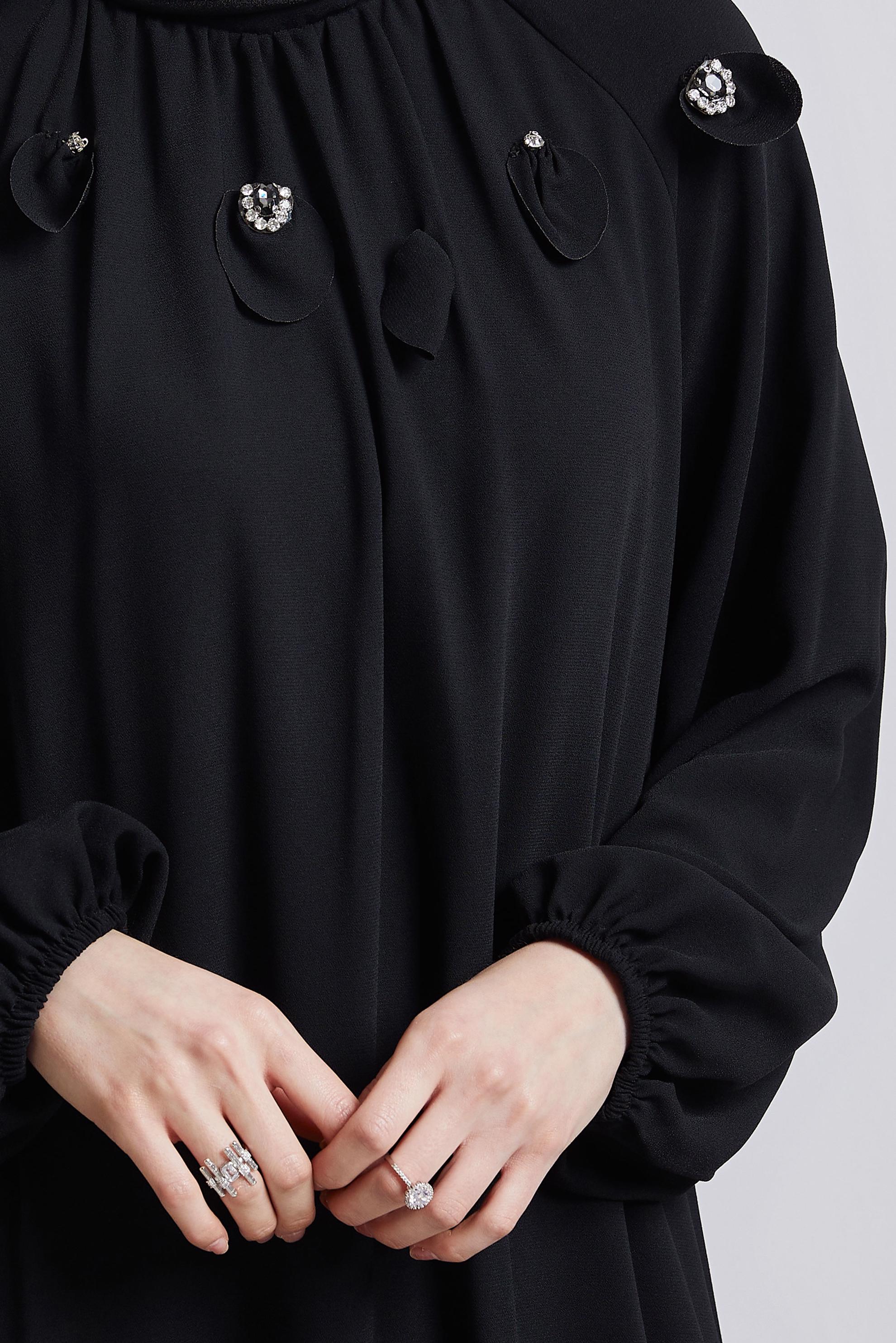 Tesettür giyim SİYAH SALAŞ ELBİSE 44675