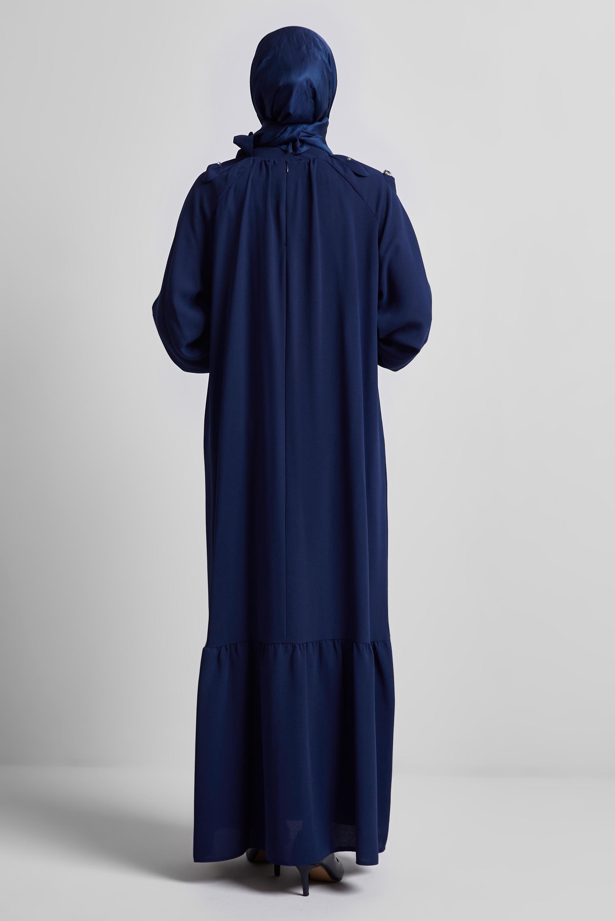 Tesettür giyim LACİVERT SALAŞ ELBİSE 44675