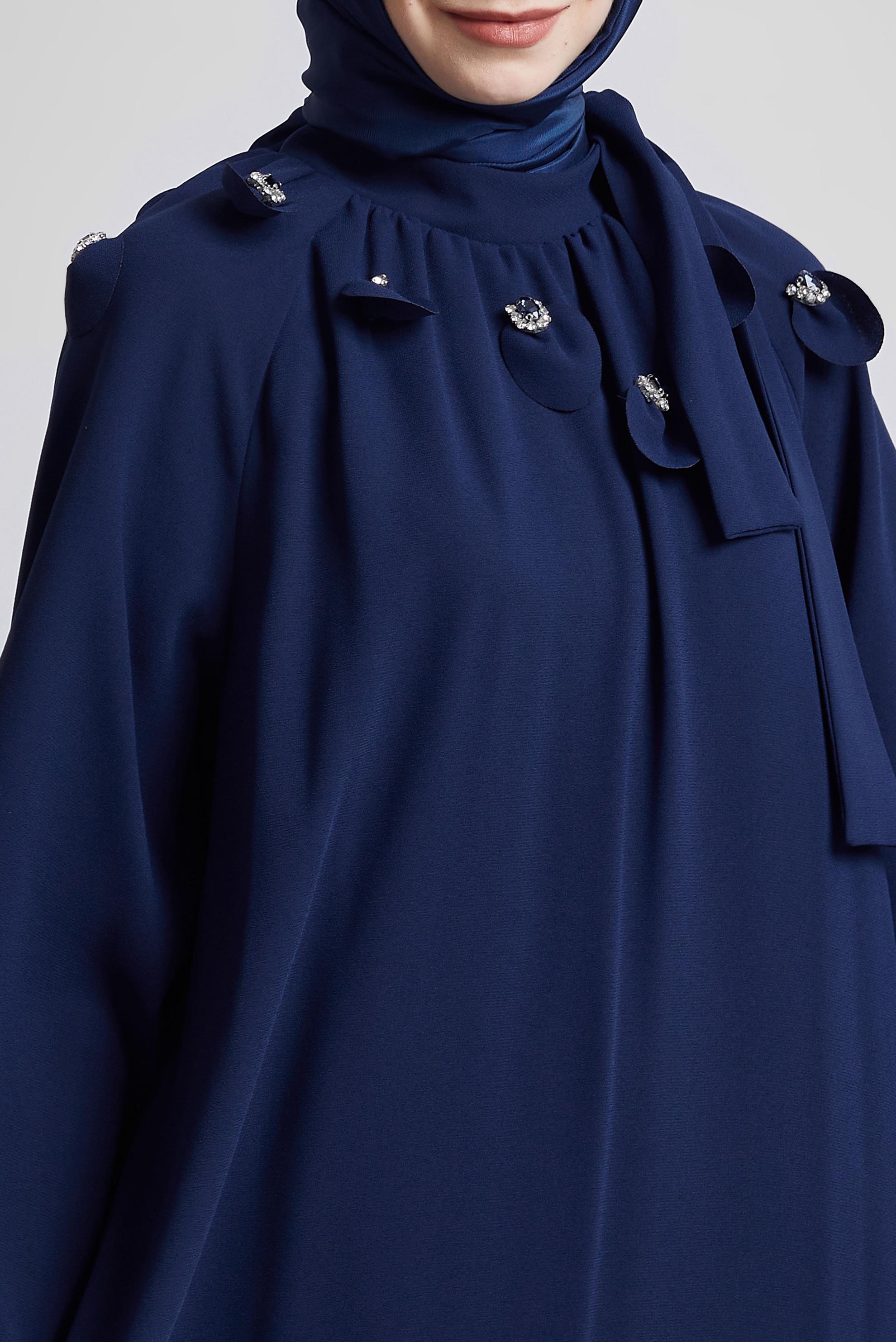 Tesettür giyim LACİVERT SALAŞ ELBİSE 44675