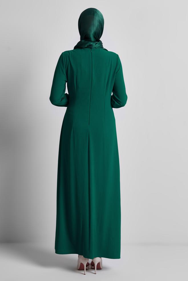 Hijab-Kleidung GRÜN KLEID MIT GÜRTEL 44684 - ALVİNA