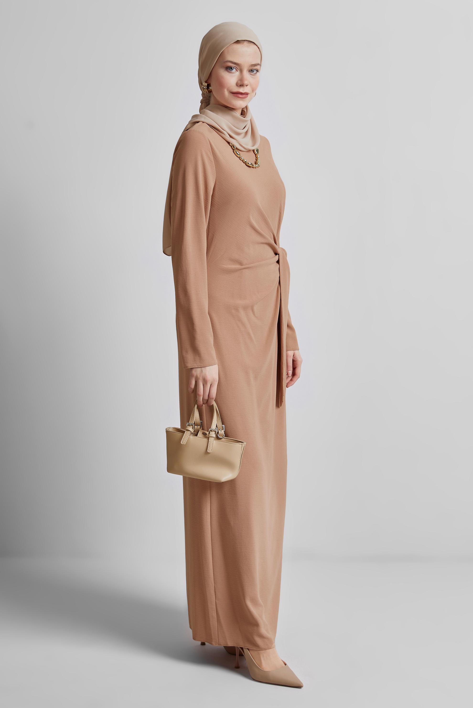 Hijab clothing BROWN BELTED DRESS 44684