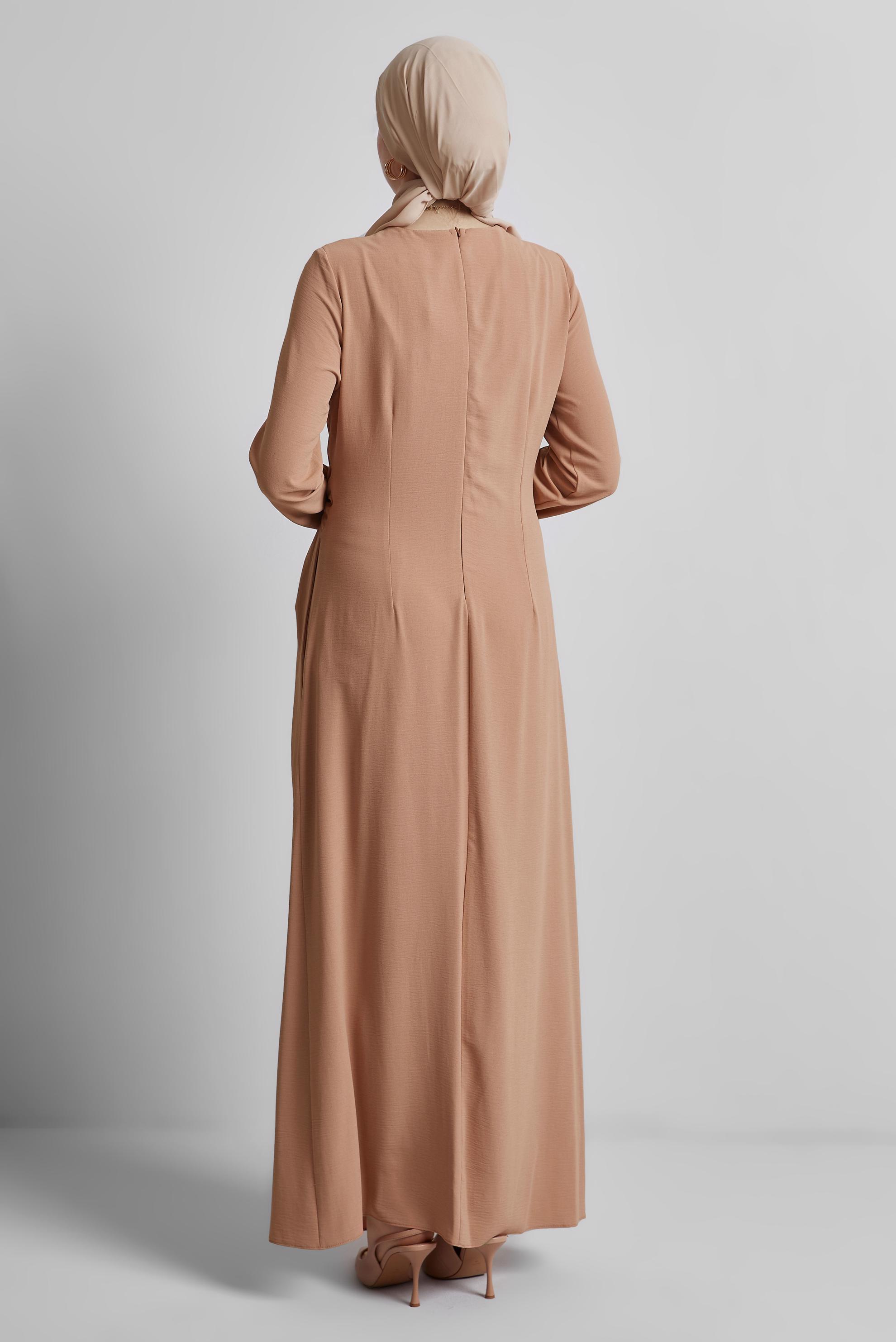Hijab clothing BROWN BELTED DRESS 44684