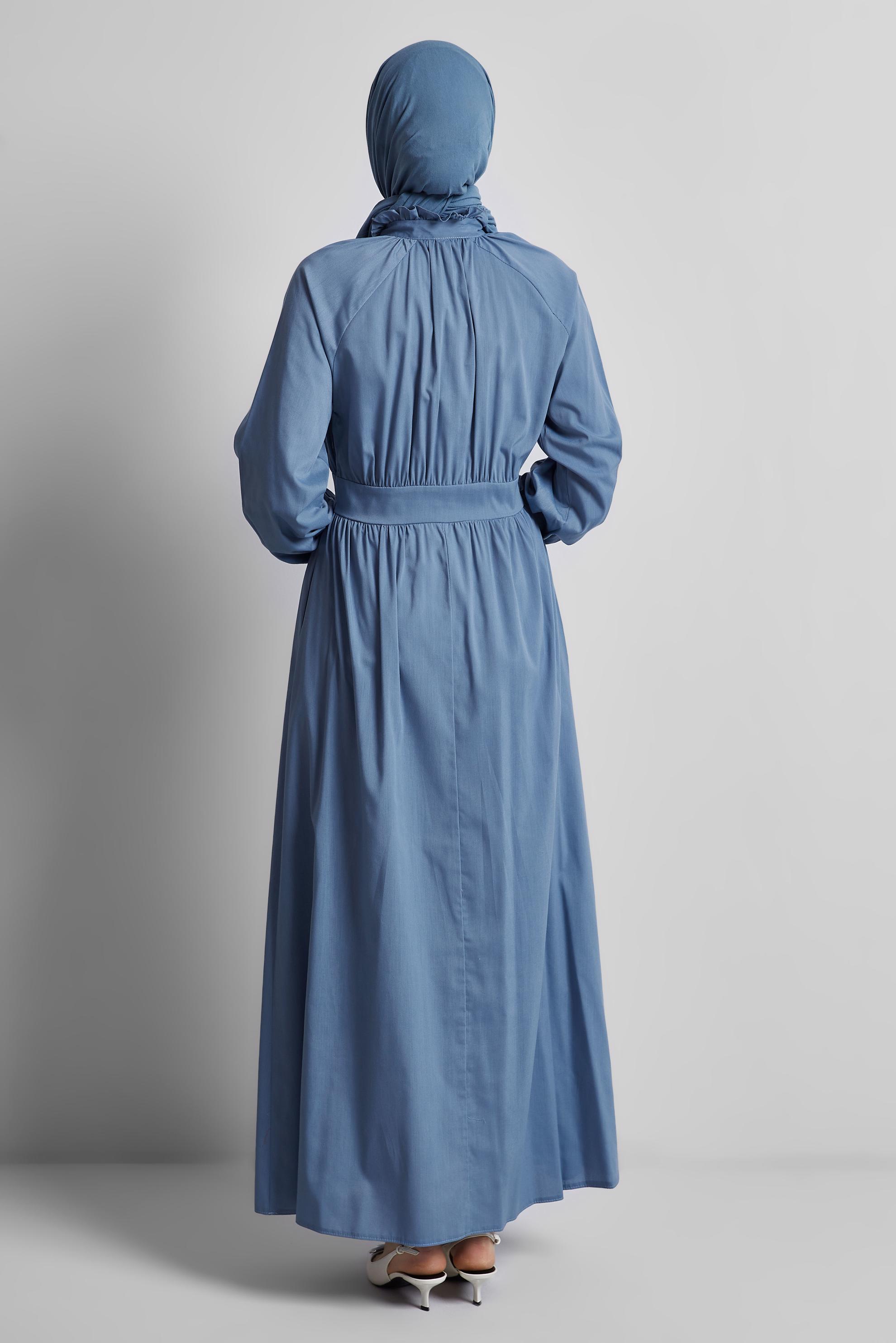 Tesettür giyim LACİVERT TAŞ DETAYLI ELBİSE 44695