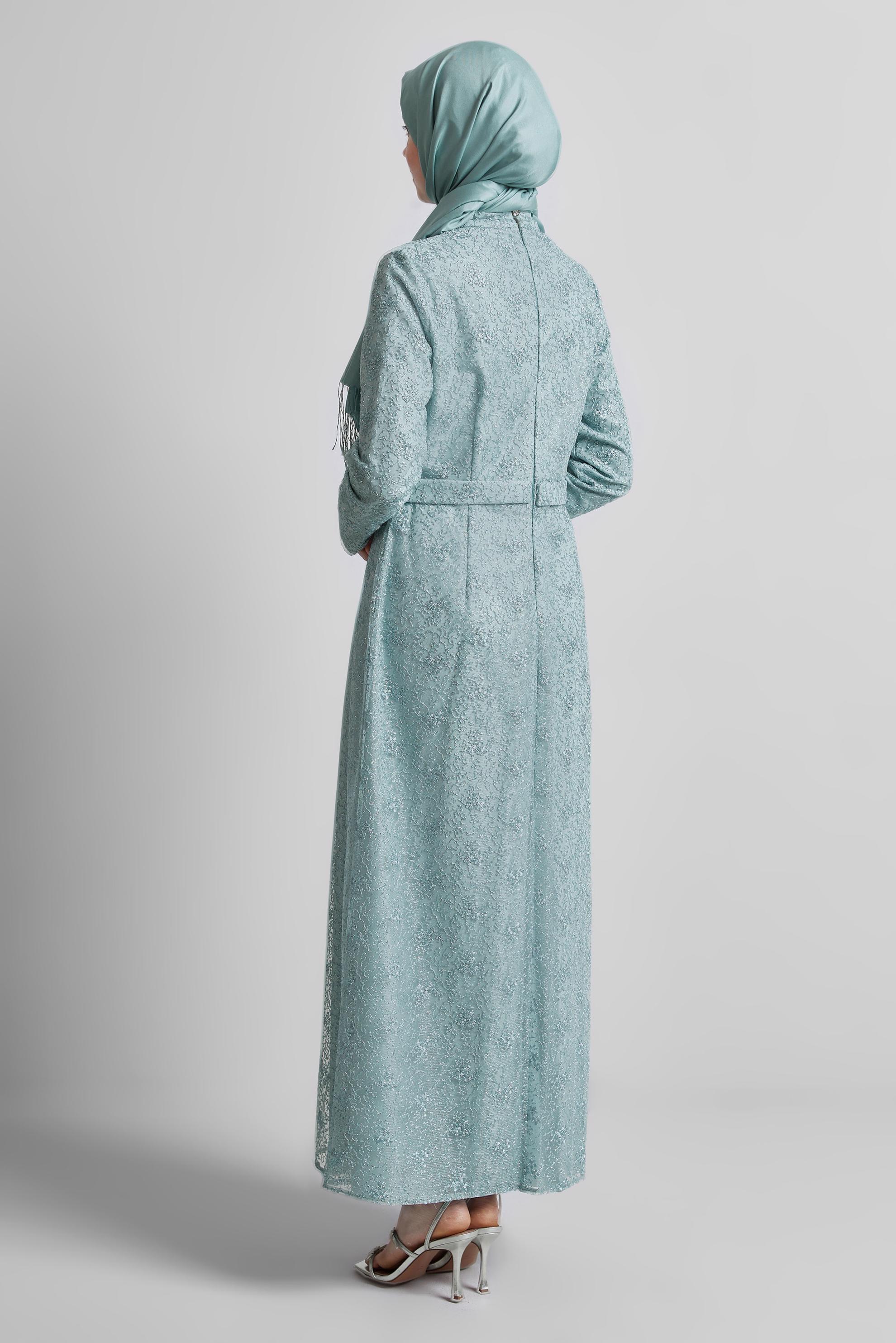 Tesettür giyim MAVİ SİMLİ ELBİSE 44778