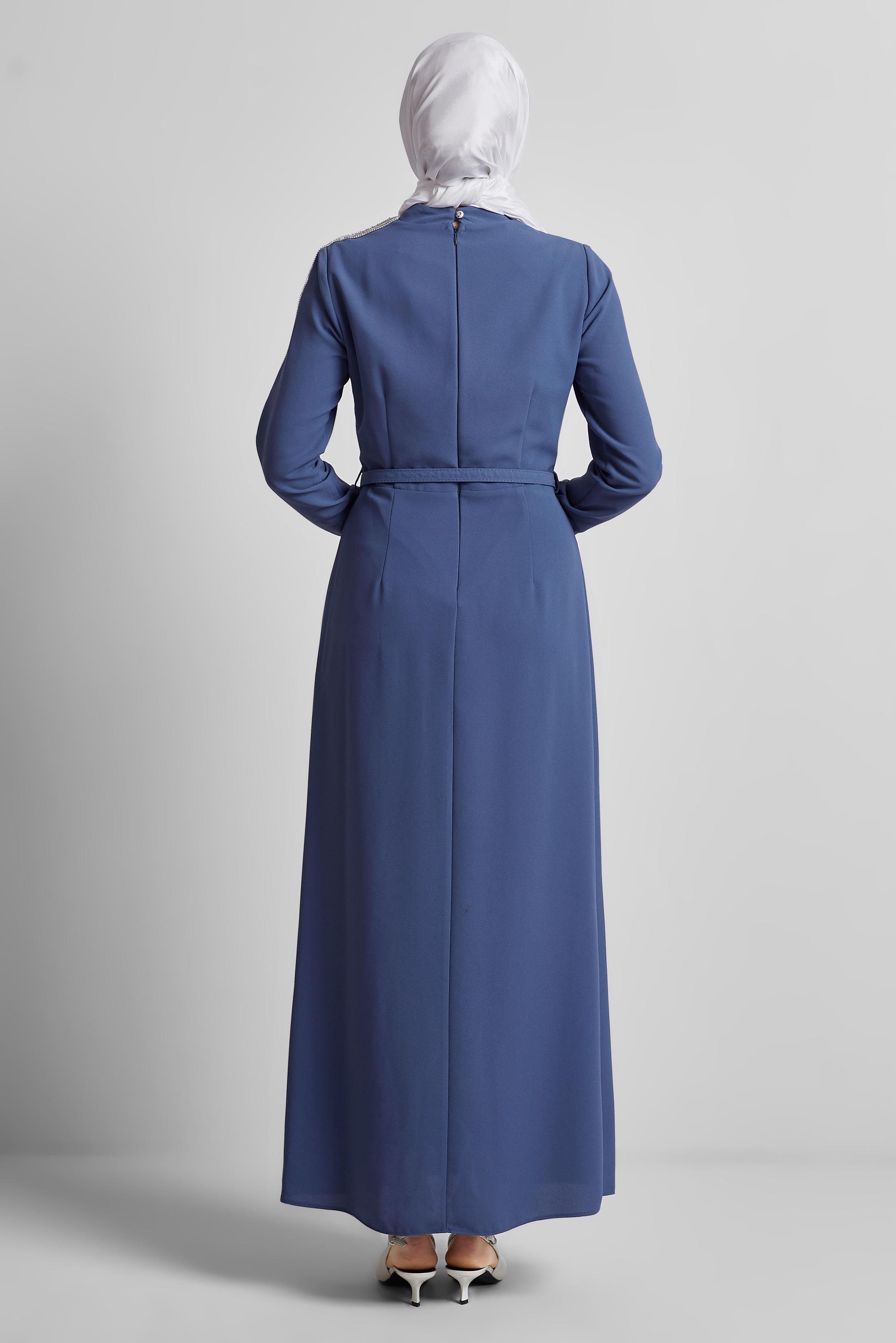 Hijab clothing NAVY BLUE BELTED DRESS 45333