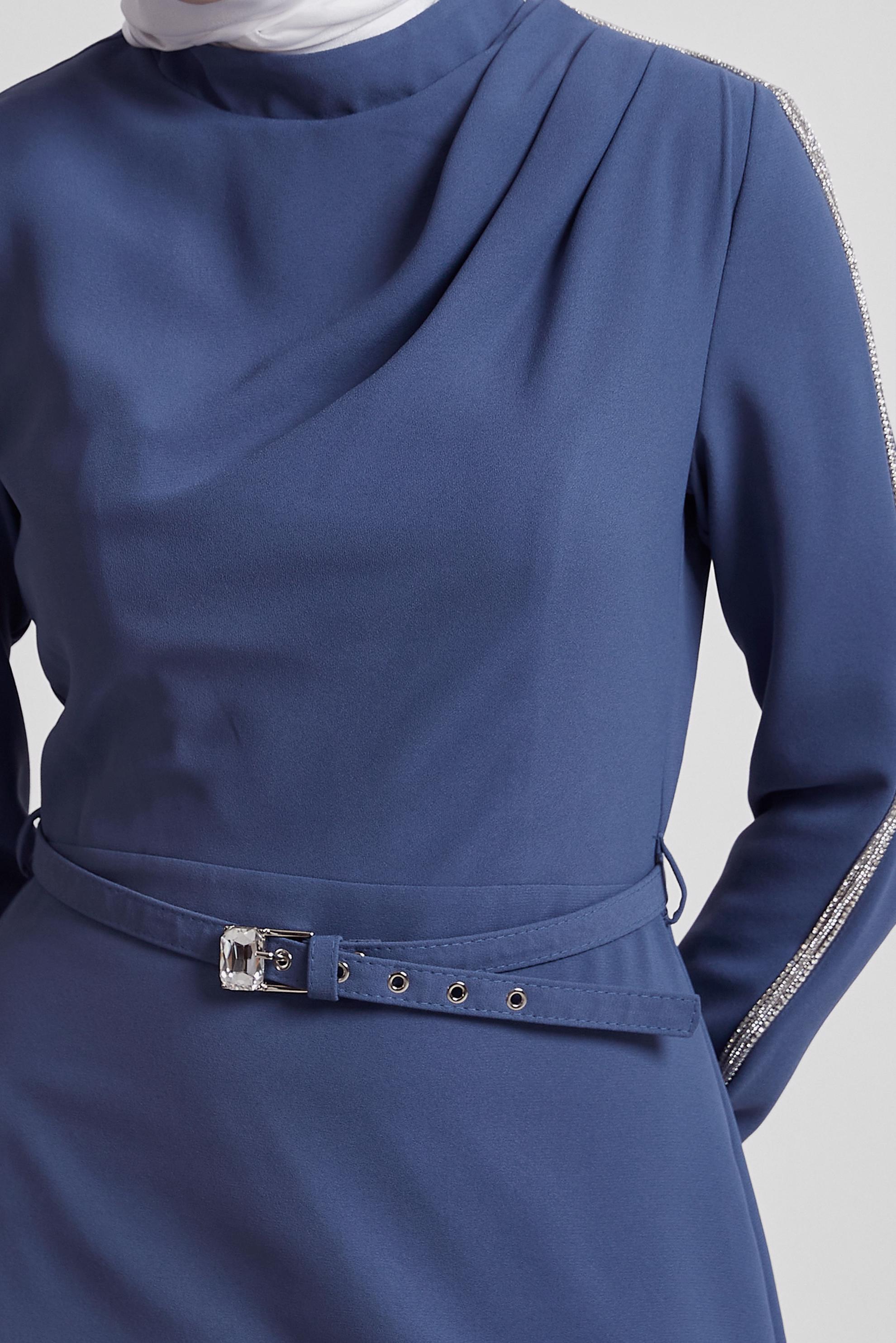 Hijab clothing NAVY BLUE BELTED DRESS 45333