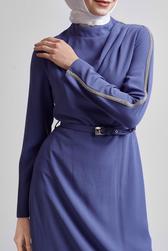 Hijab-Kleidung DAMSON KLEID MIT GÜRTEL 45333 - ALVİNA