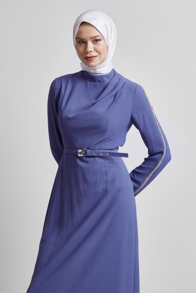 Hijab-Kleidung DAMSON KLEID MIT GÜRTEL 45333 - ALVİNA