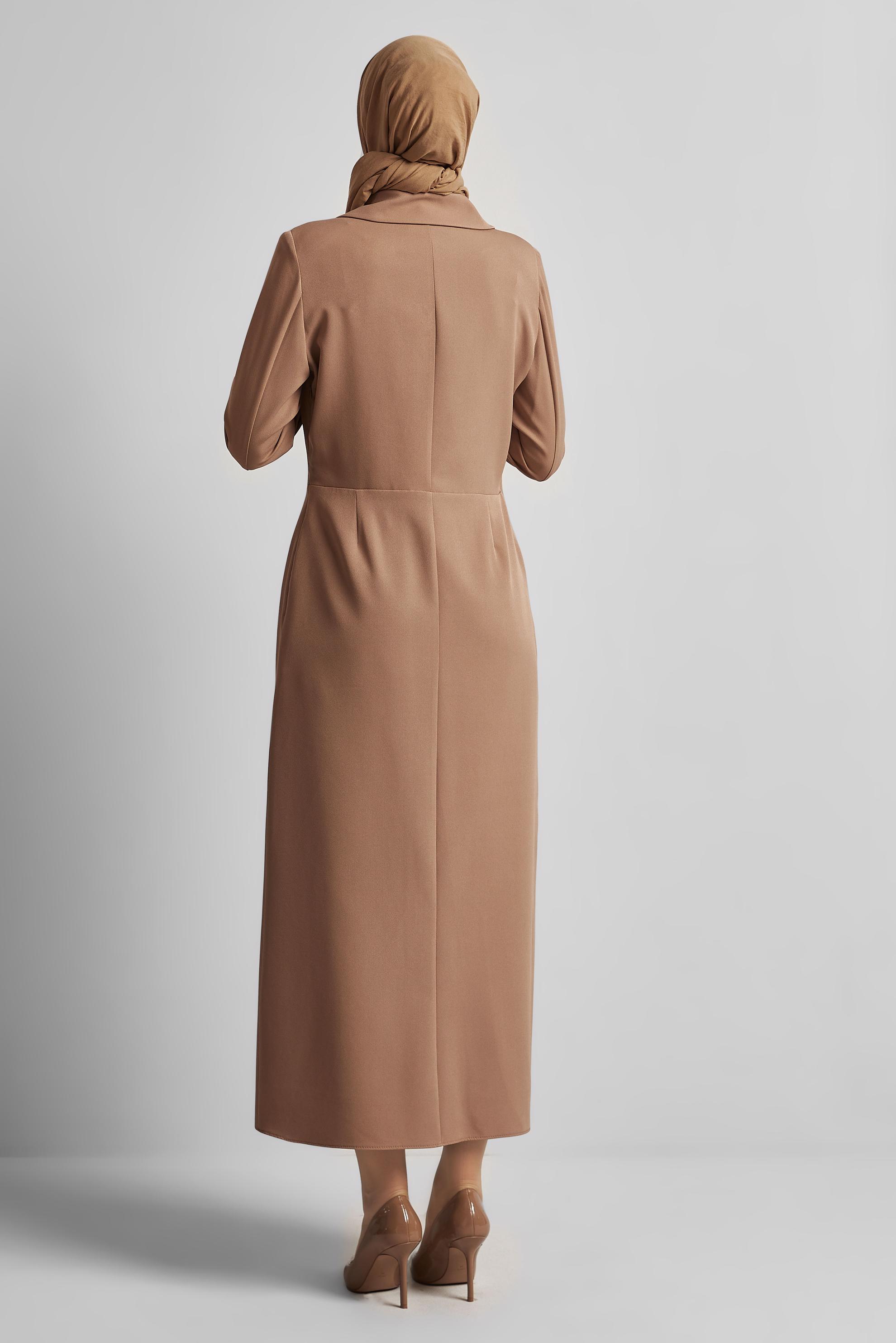 Tesettür giyim KAHVE CEKET GÖRÜNÜMLÜ ELBİSE 45335