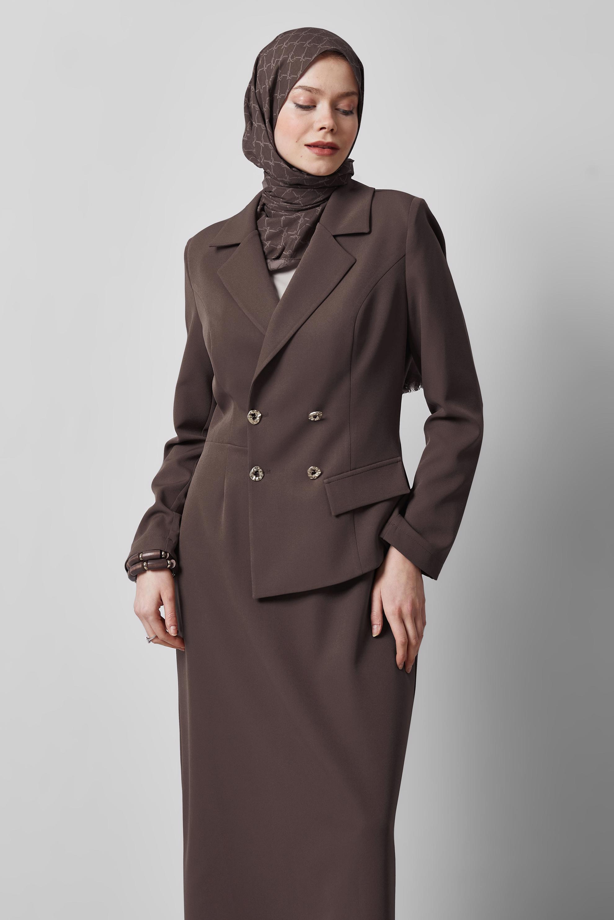 Vêtements hijab BRUN ROBE ASPECT VESTE 45335