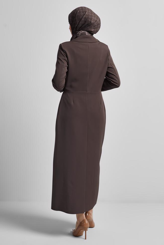 Vêtements hijab BRUN ROBE ASPECT VESTE 45335 - ALVİNA