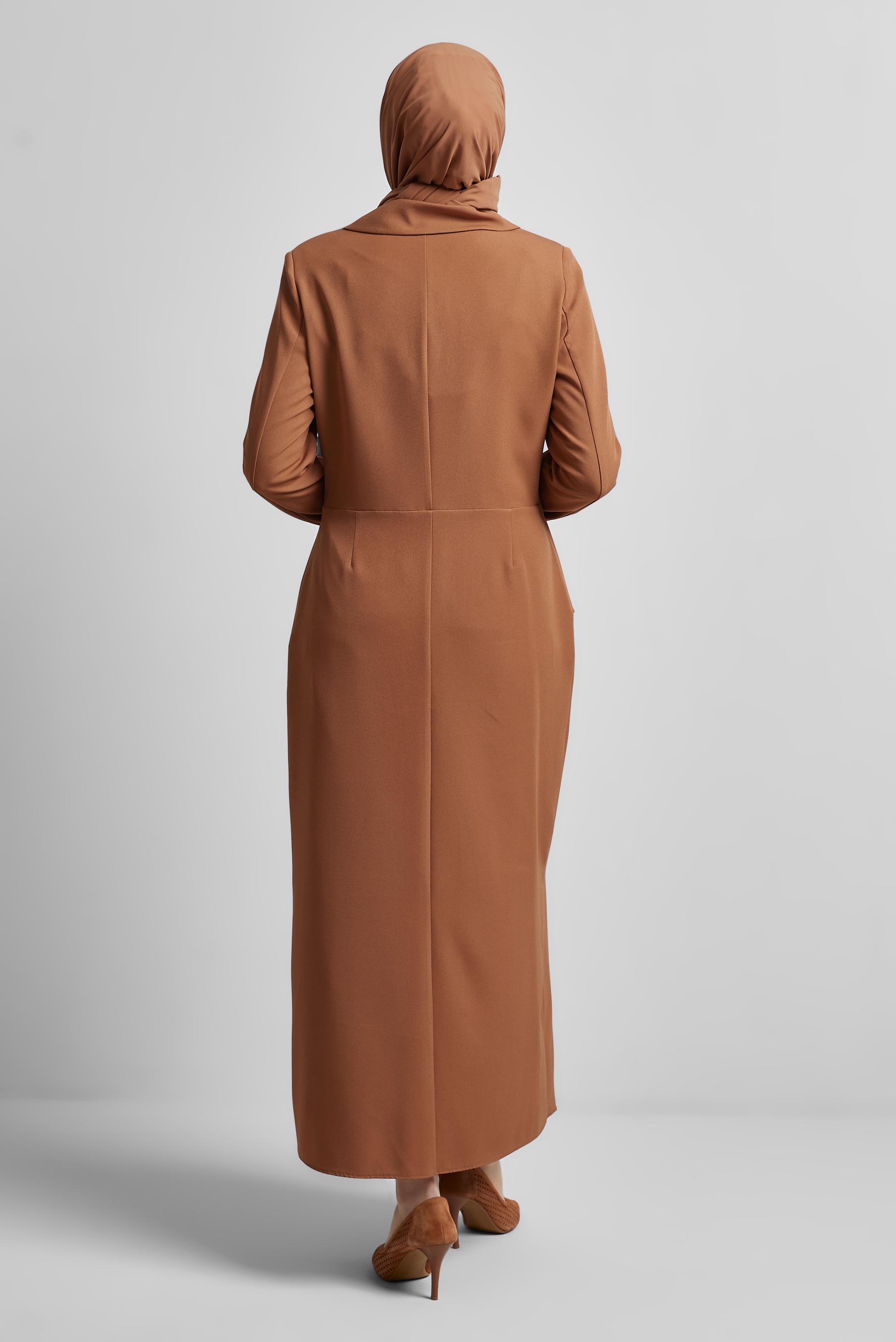 Tesettür giyim TABA CEKET GÖRÜNÜMLÜ ELBİSE 45335