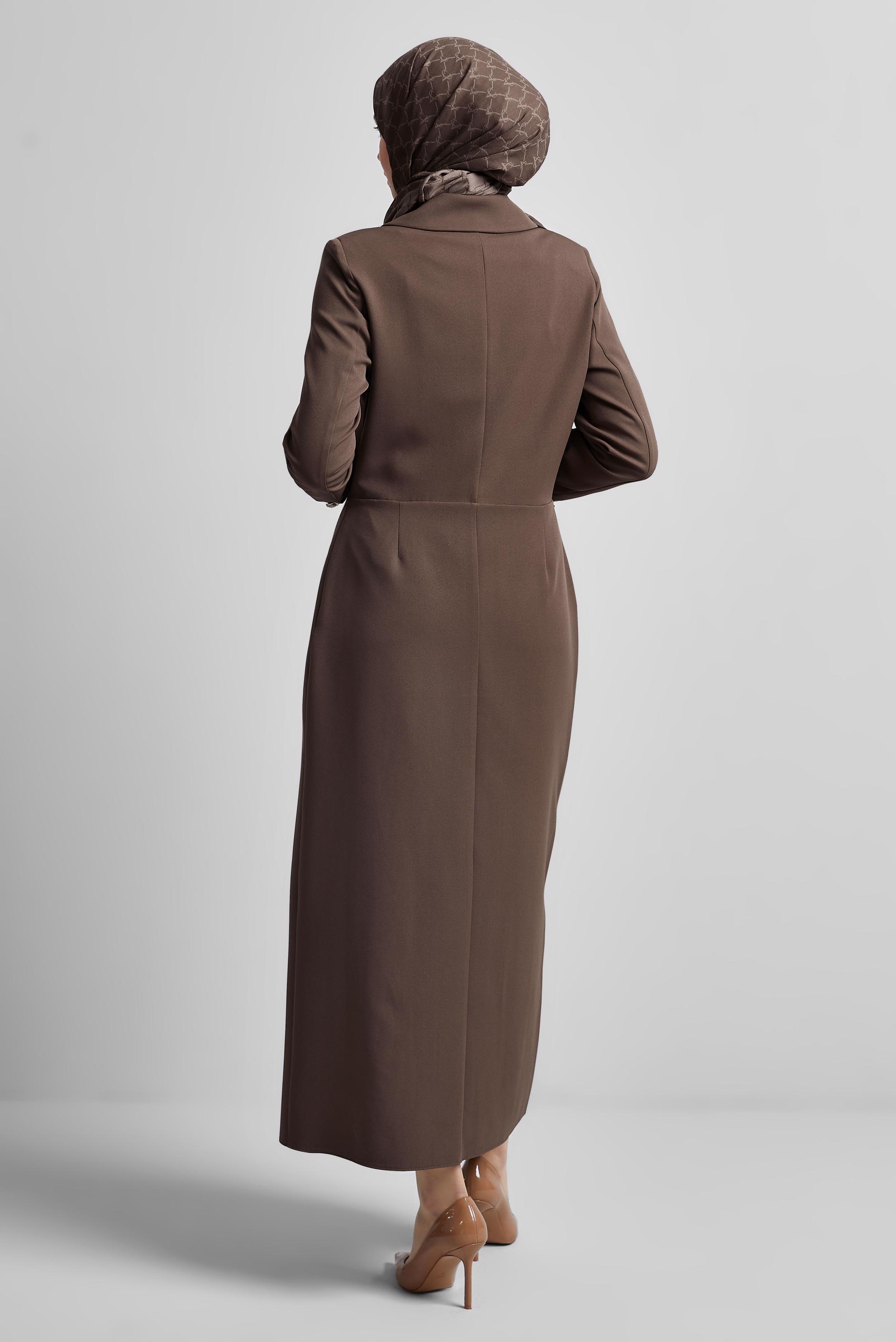 Tesettür giyim VİZON CEKET GÖRÜNÜMLÜ ELBİSE 45335