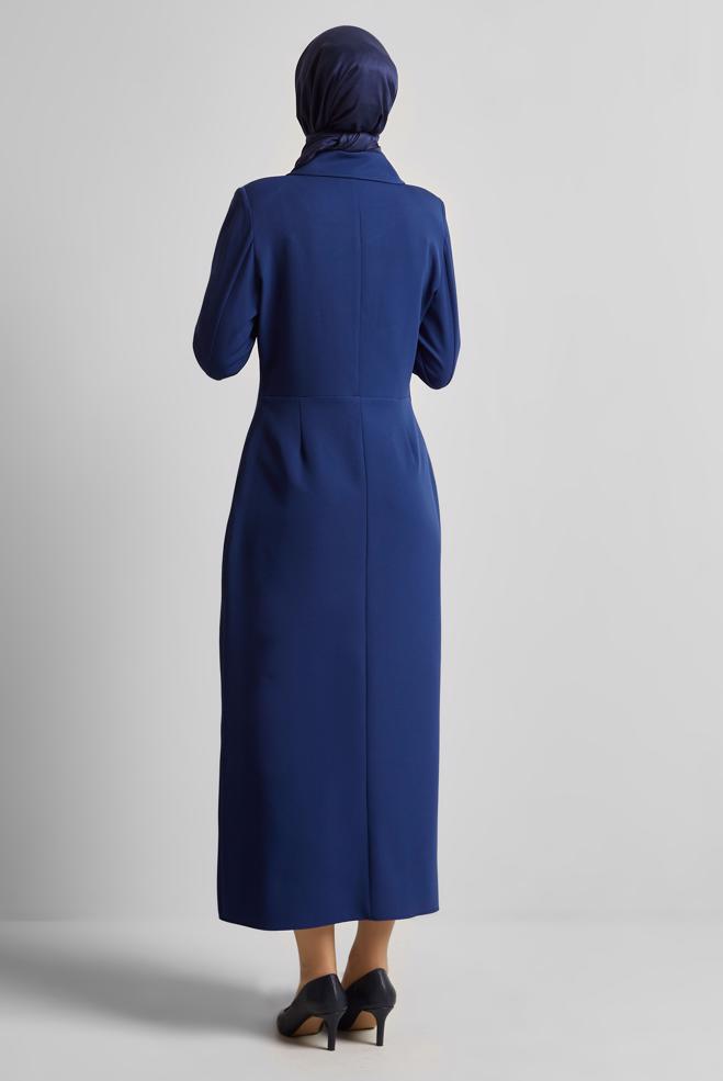 Hijab-Kleidung NAVY BLAU JACKE AUSSEHENDES KLEID 45335 - ALVİNA