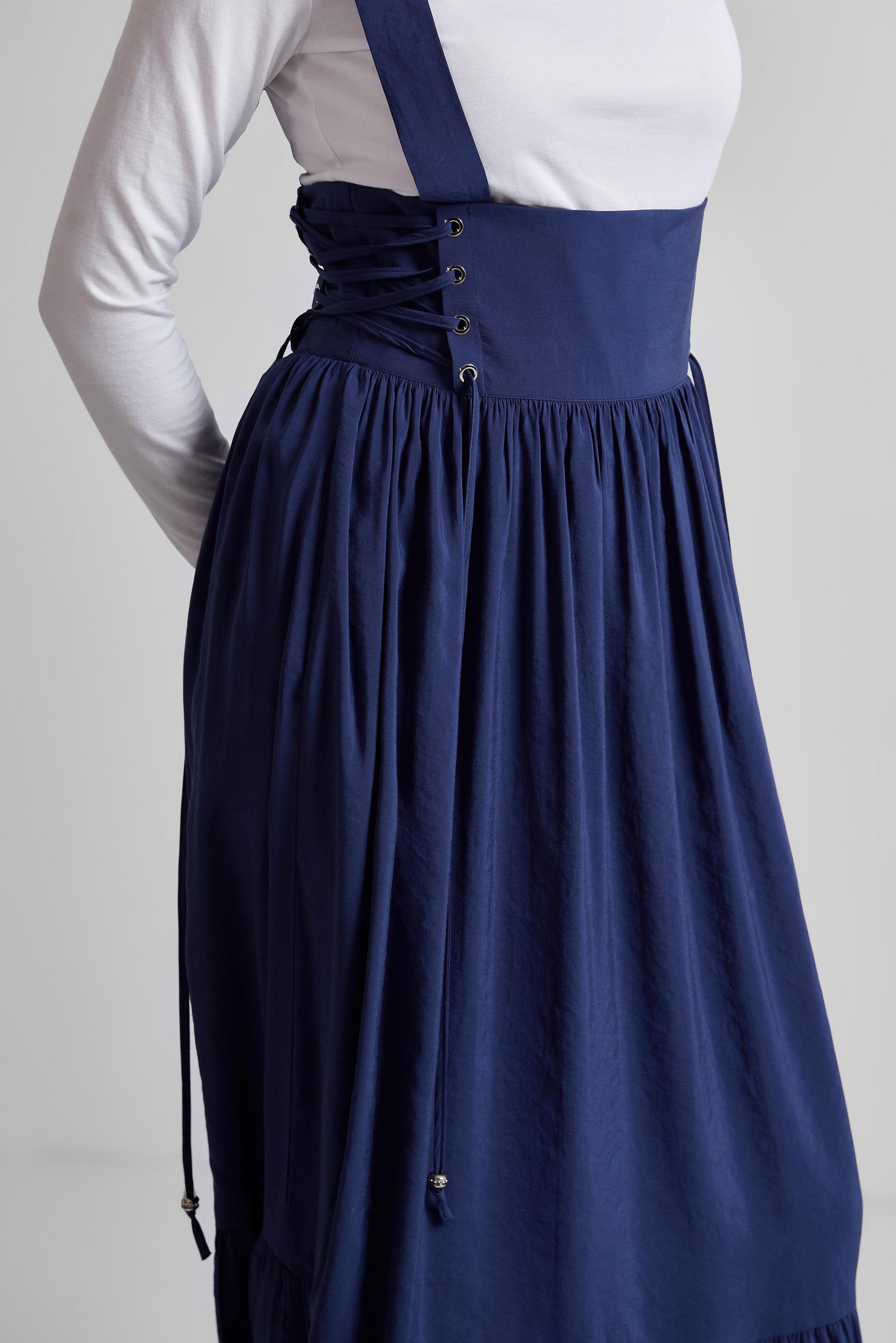 Hijab clothing NAVY BLUE PINAFORE DRESS WITH TIE DETAIL 45340