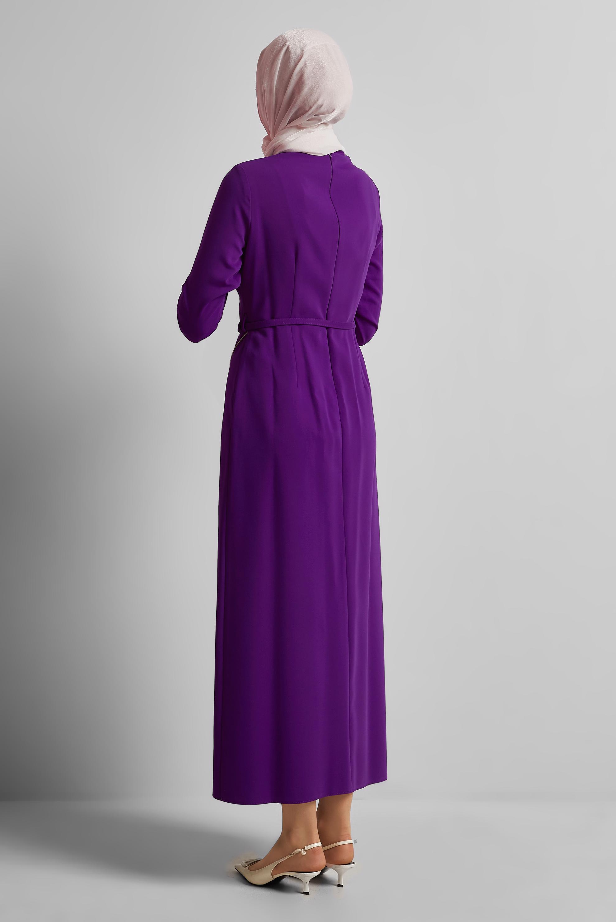 Vêtements hijab POURPRE ROBE CEINTURÉE 45353