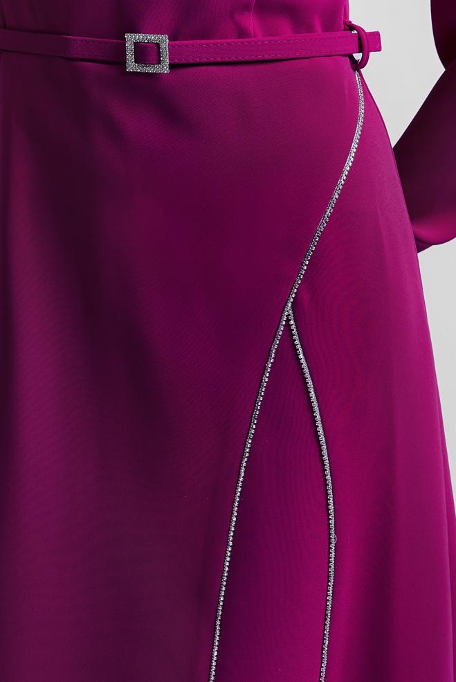 Hijab-Kleidung FUCHSIE KLEID MIT GÜRTEL 45353 - ALVİNA