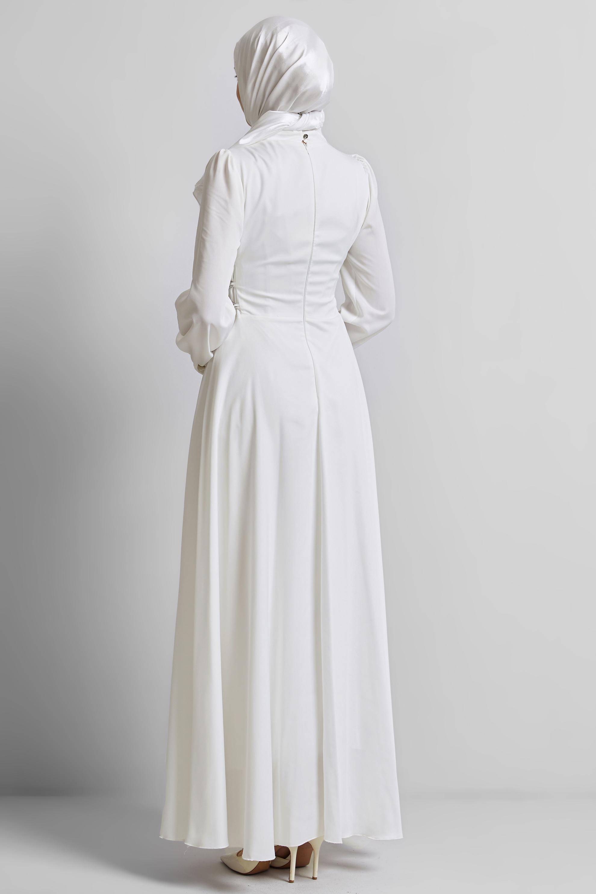 Vêtements hijab BLANC ROBE AVEC DÉTAIL NOUÉ 45365