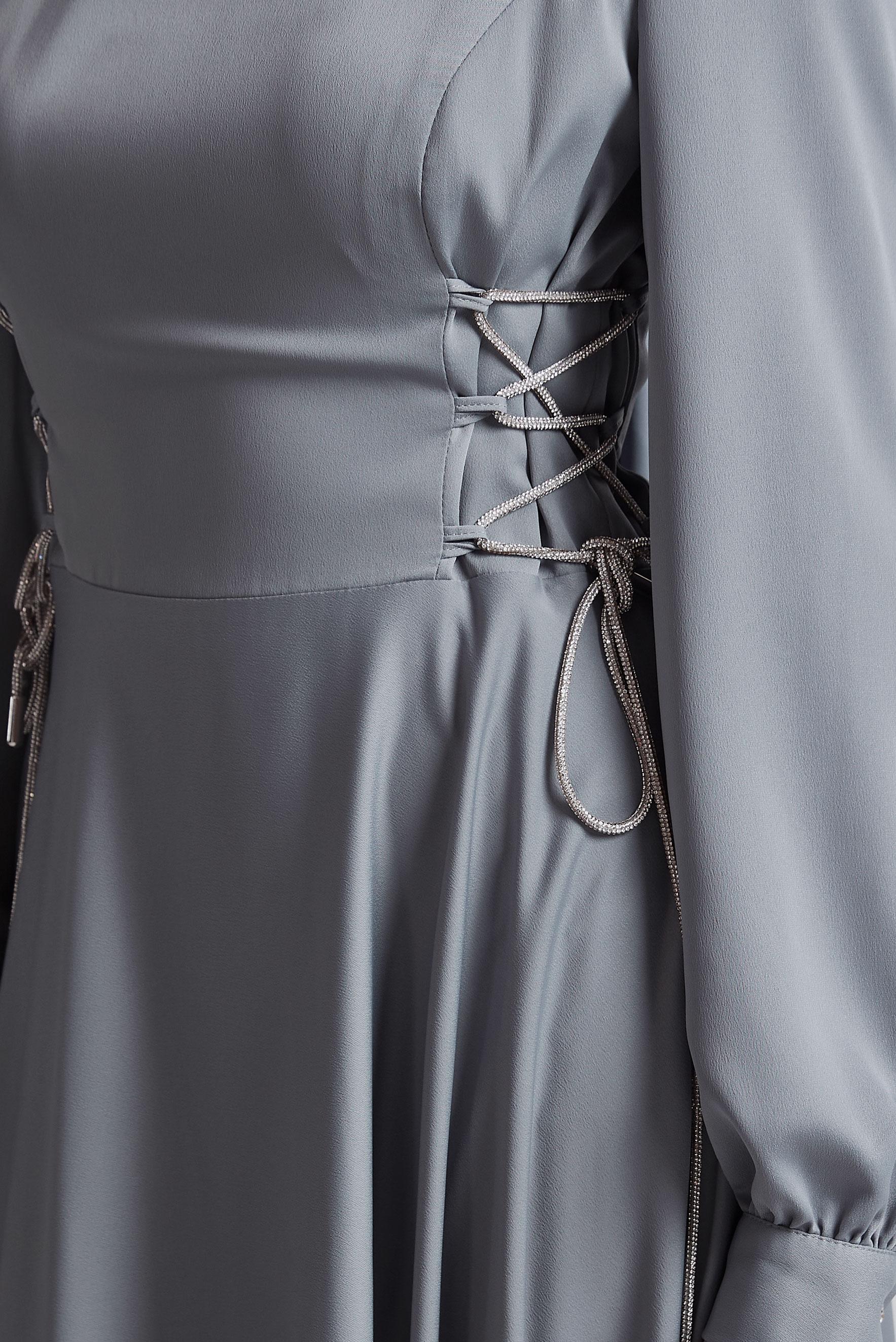 Tesettür giyim GRİ BAĞLAMA DETAYLI ELBİSE 45365