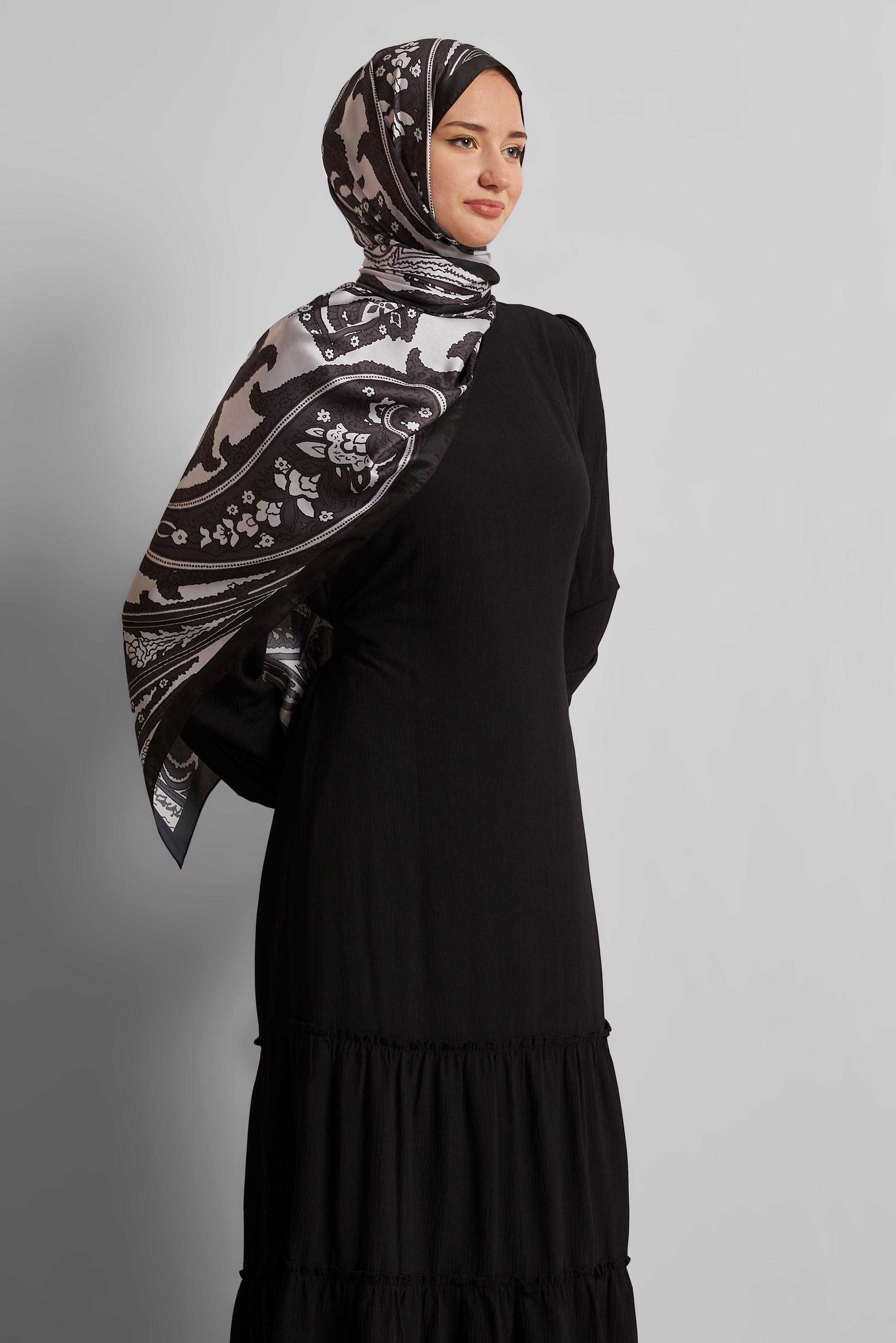 Vêtements hijab NOIR ROBE CEINTURÉE 45368
