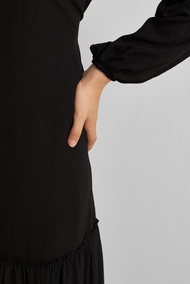 Vêtements hijab NOIR ROBE CEINTURÉE 45368 - ALVİNA