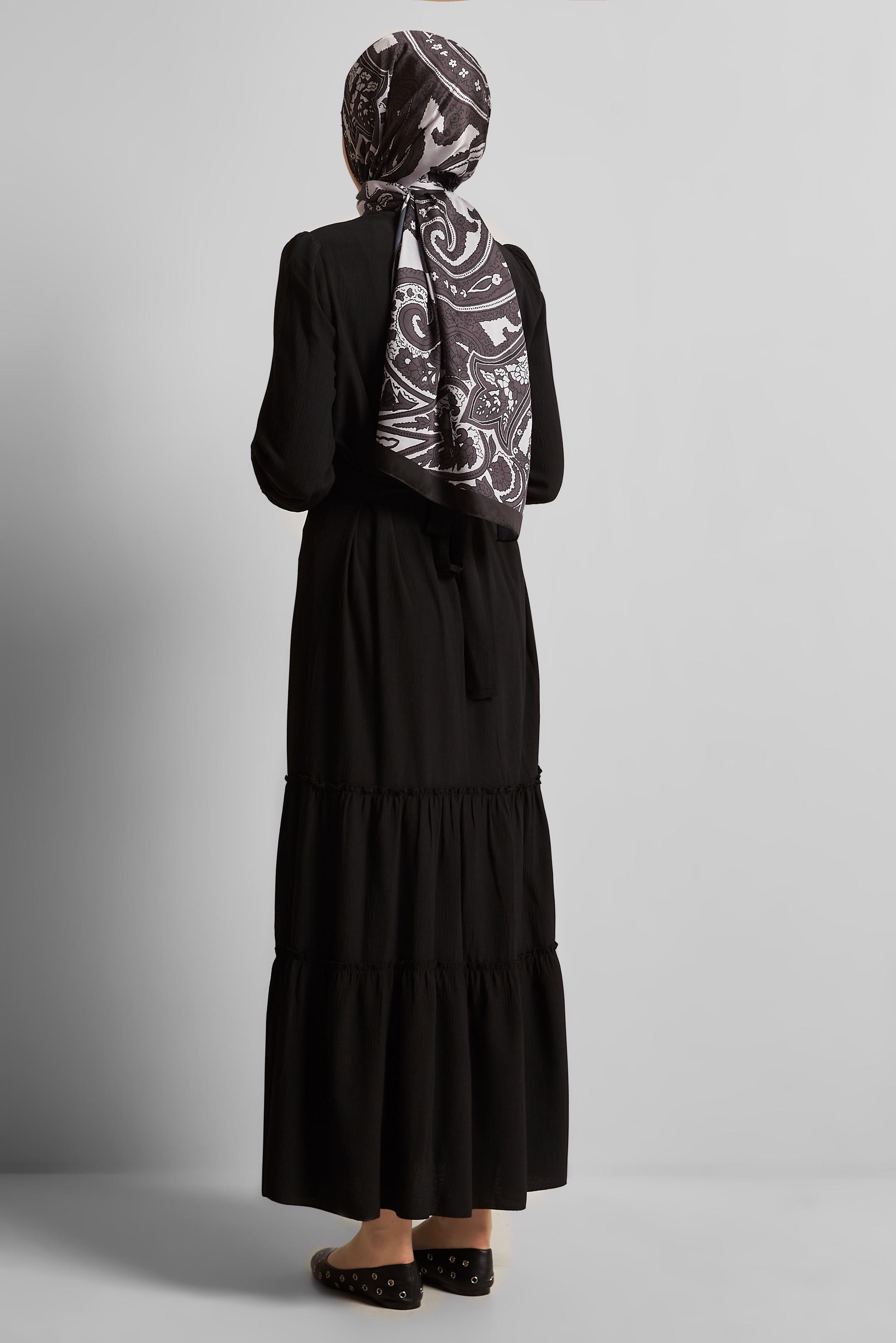 Vêtements hijab NOIR ROBE CEINTURÉE 45368