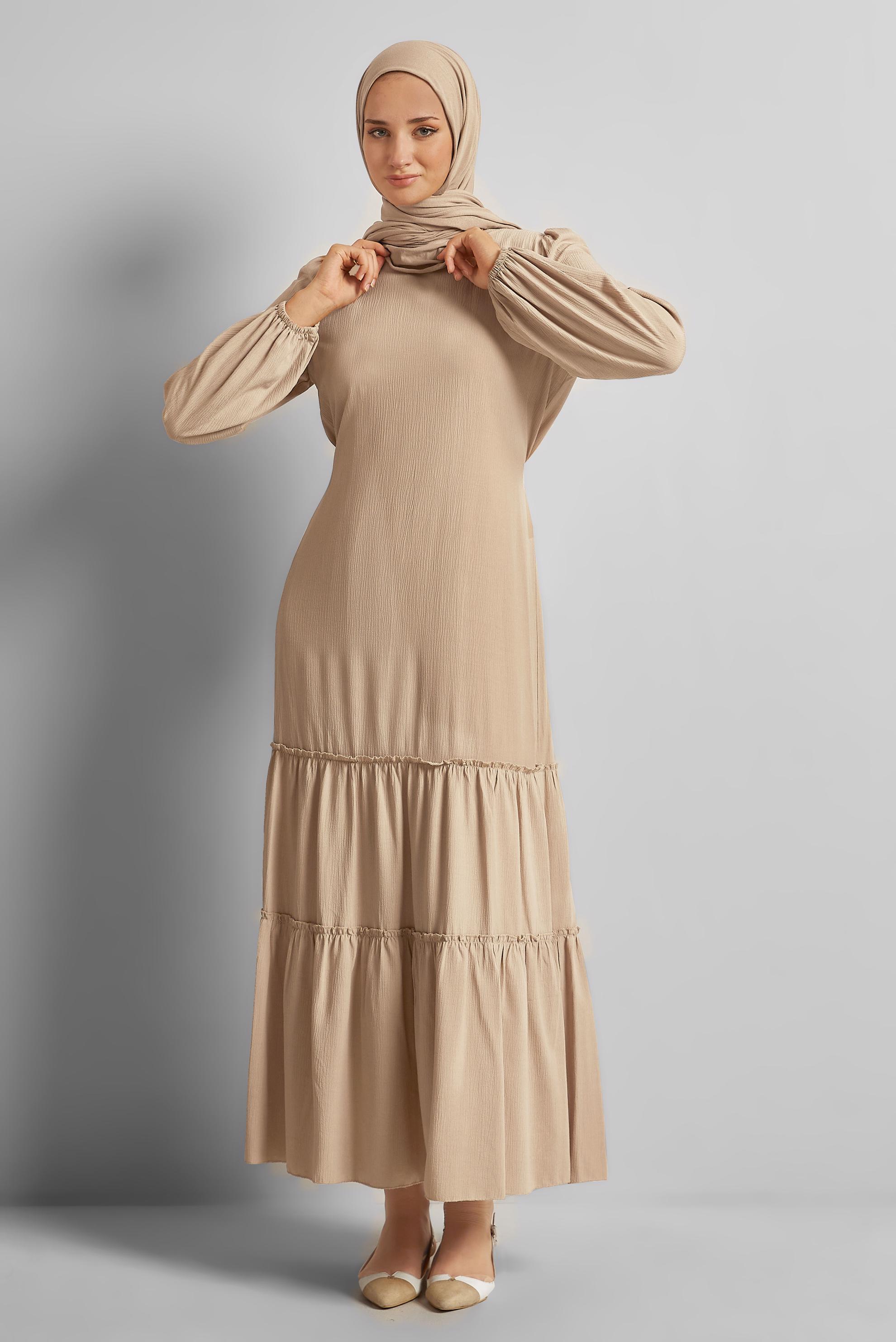 Vêtements hijab BRUN ROBE CEINTURÉE 45368