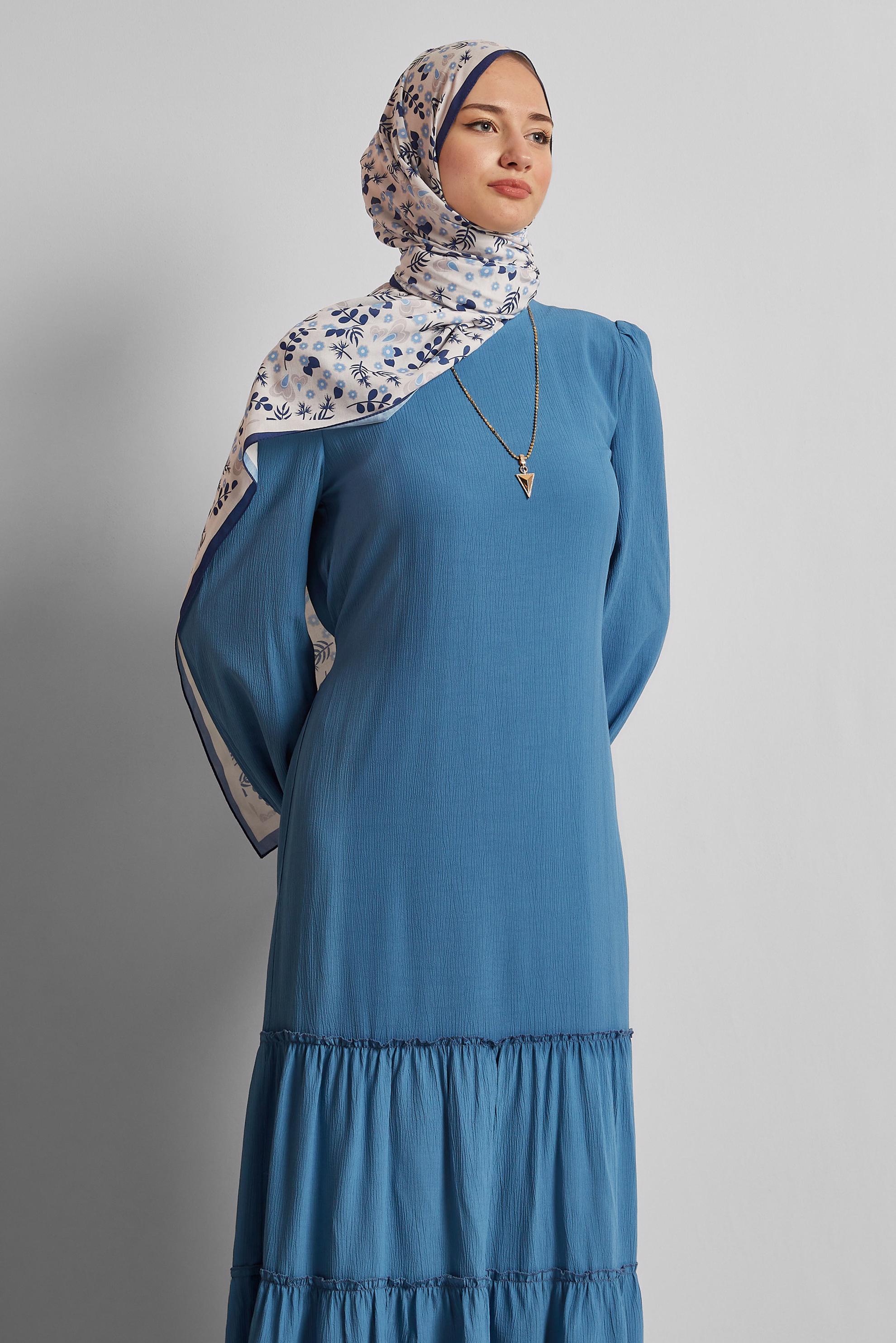 Vêtements hijab BLEU MARINE ROBE CEINTURÉE 45368