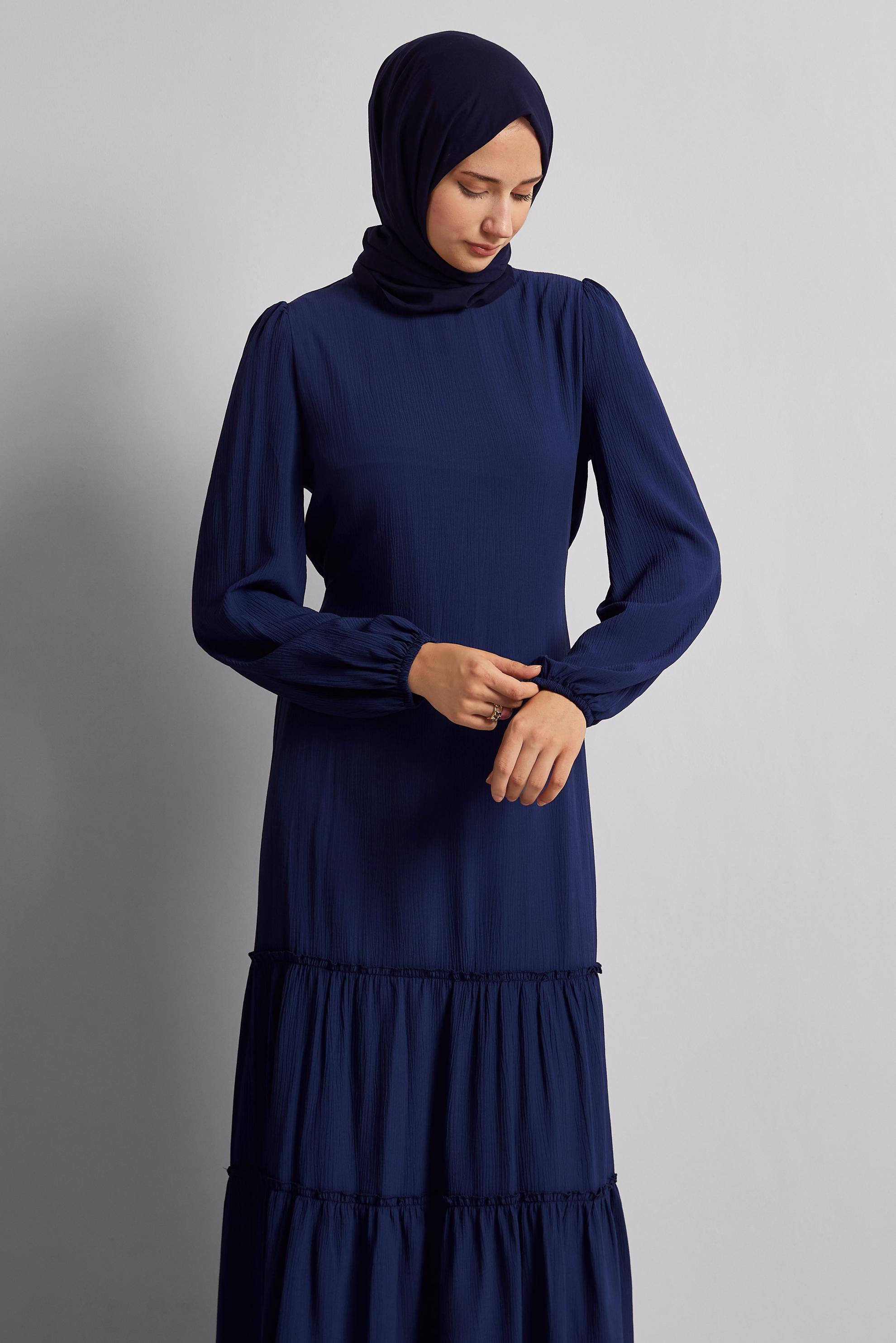 Vêtements hijab BLEU MARINE ROBE CEINTURÉE 45368