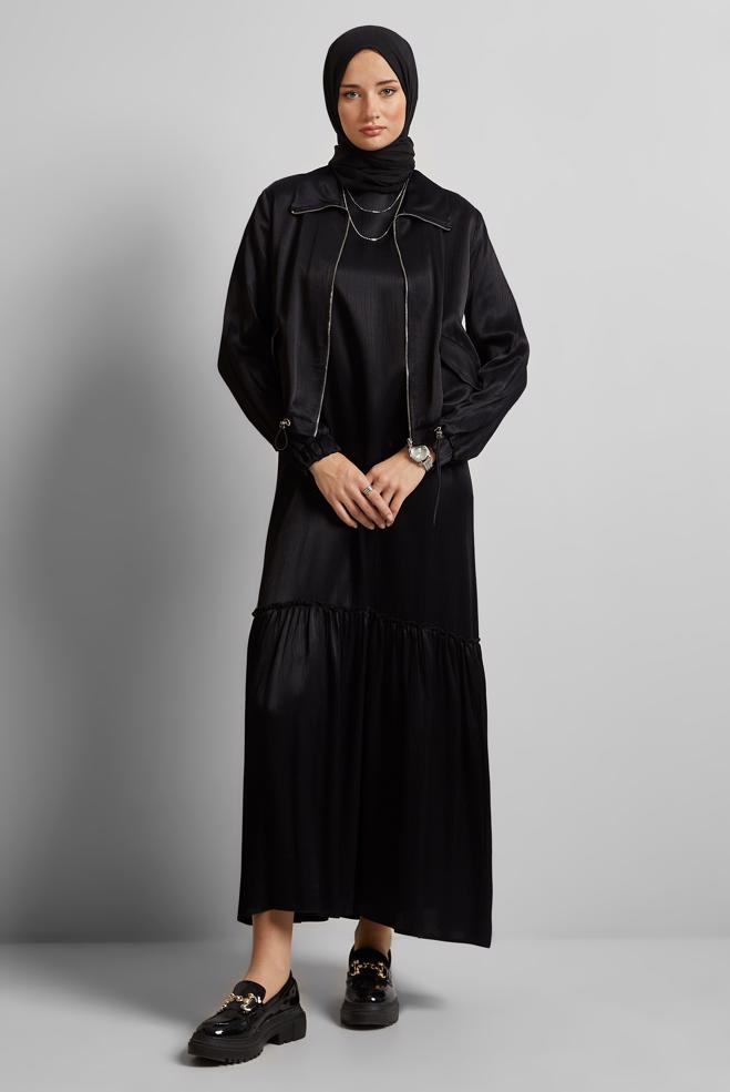 Hijab clothing BLACK DRESS SUIT WITH JACKET 45377 - ALVİNA