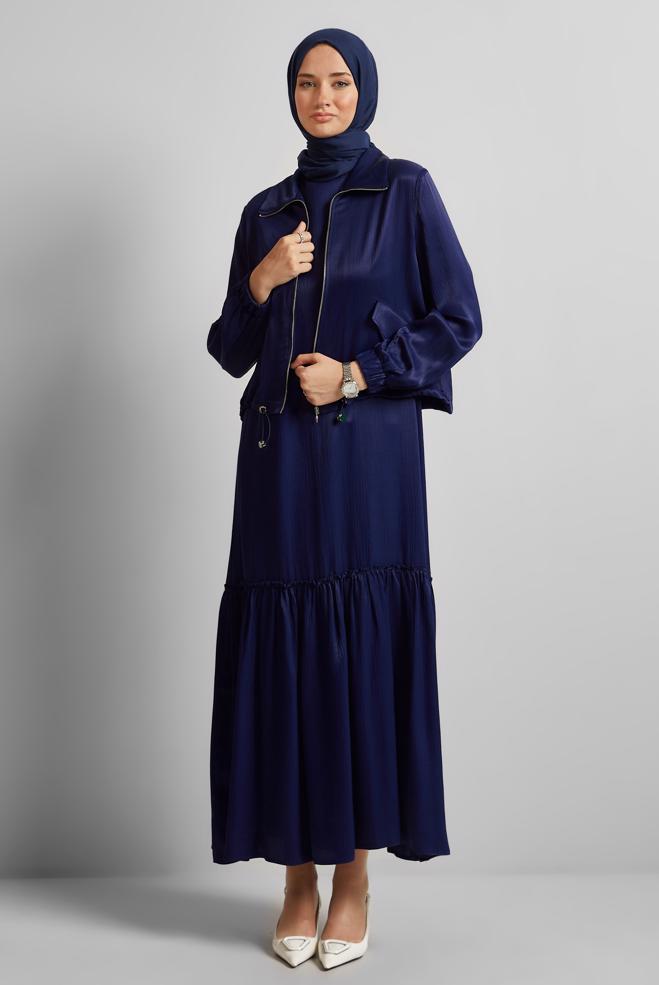 Hijab clothing NAVY BLUE DRESS SUIT WITH JACKET 45377 - ALVİNA