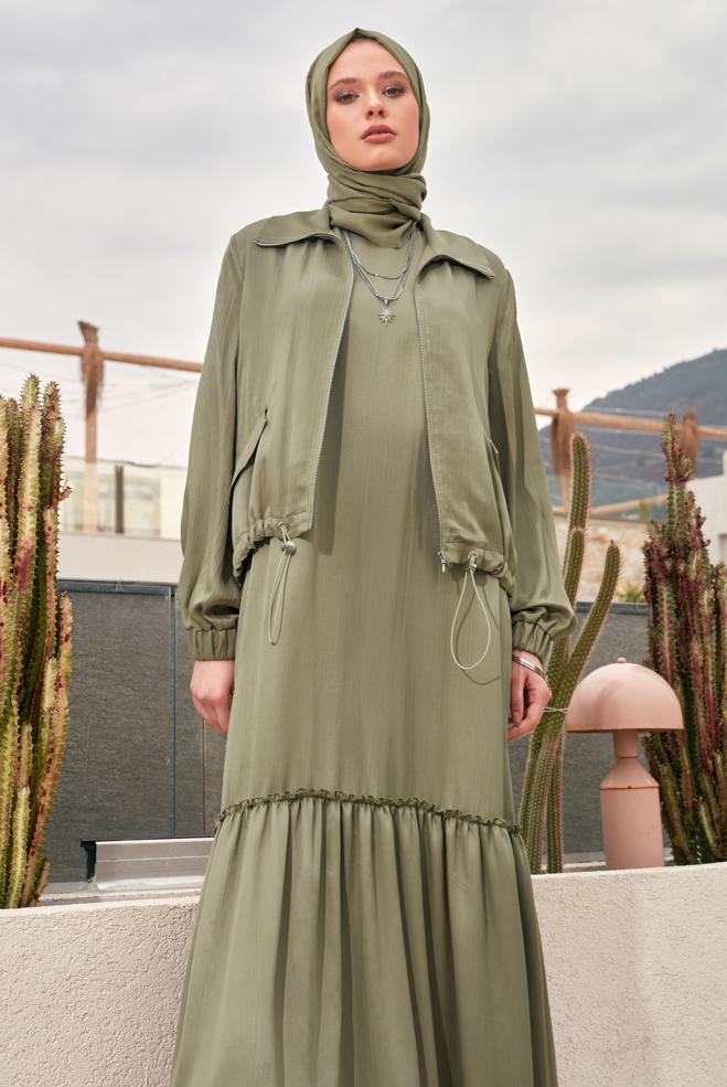 Vêtements hijab SABLE COSTUME AVEC VESTE 45377 - ALVİNA