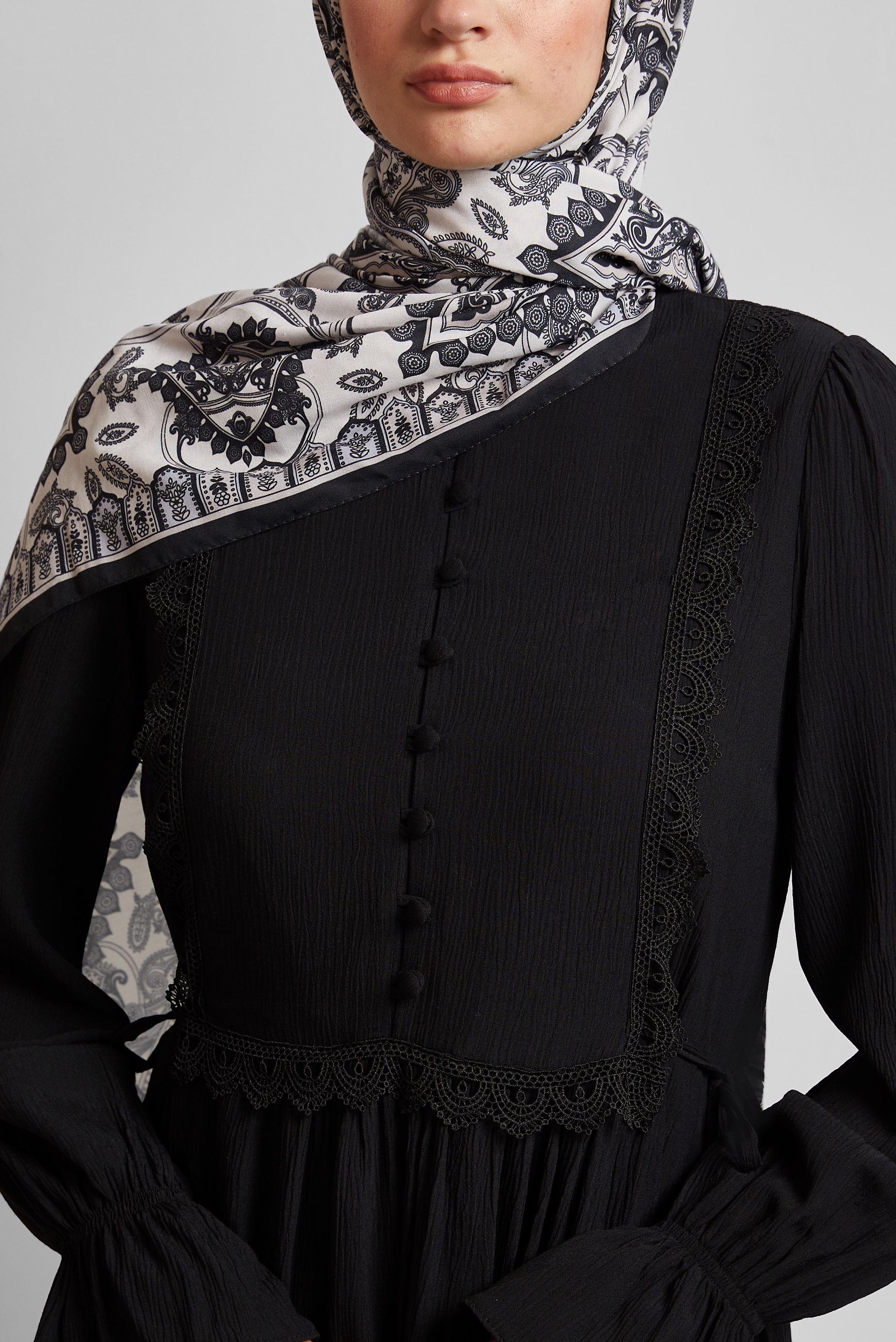 Tesettür giyim SİYAH VİSKON TESETTÜR ELBİSE 45412