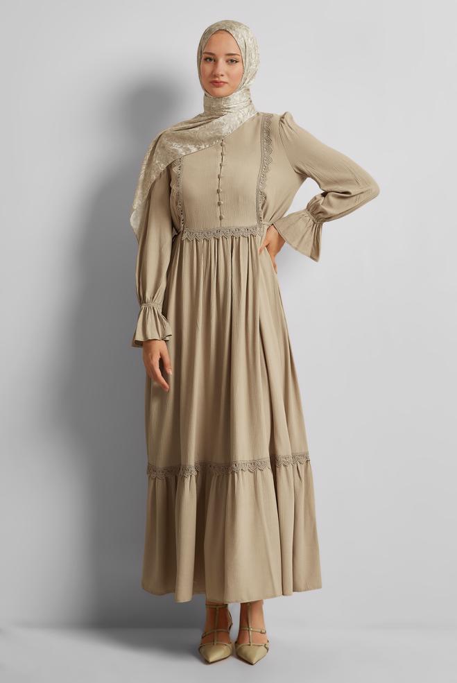 Vêtements hijab BRUN ROBE HIJAB EN VISCOSE 45412 - ALVİNA