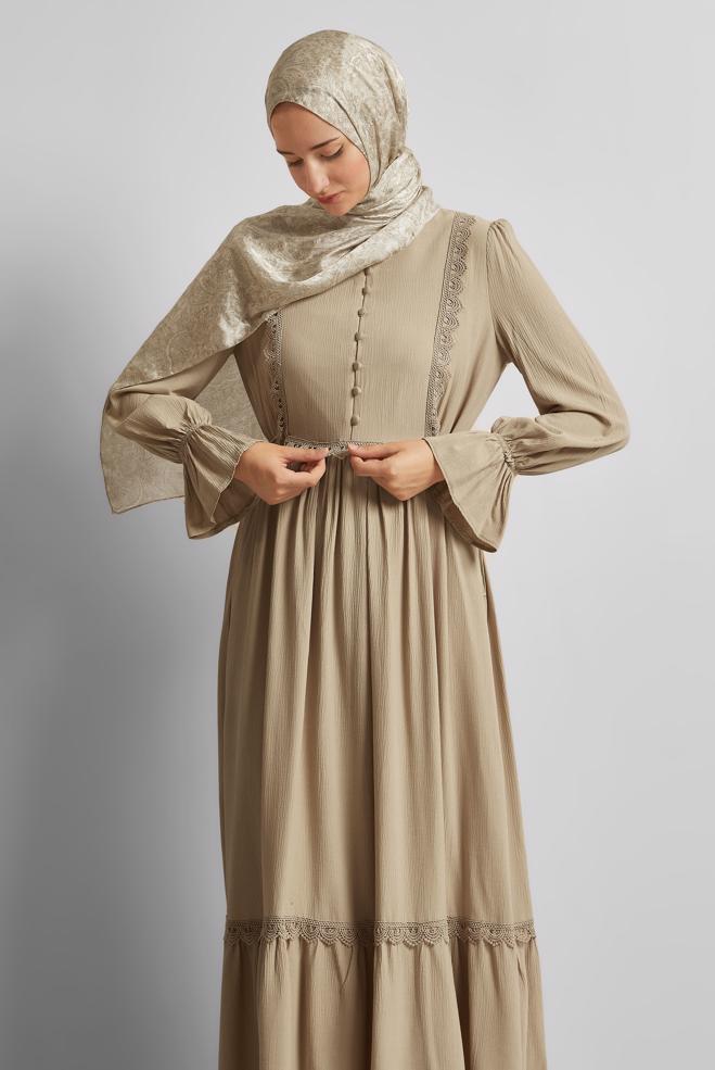 Vêtements hijab BRUN ROBE HIJAB EN VISCOSE 45412 - ALVİNA