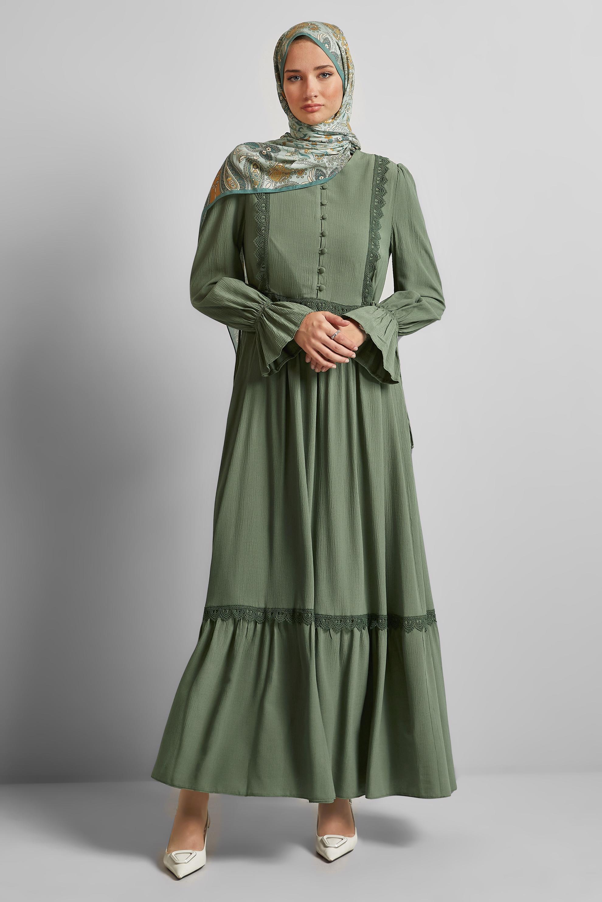 Vêtements hijab KAKI ROBE HIJAB EN VISCOSE 45412