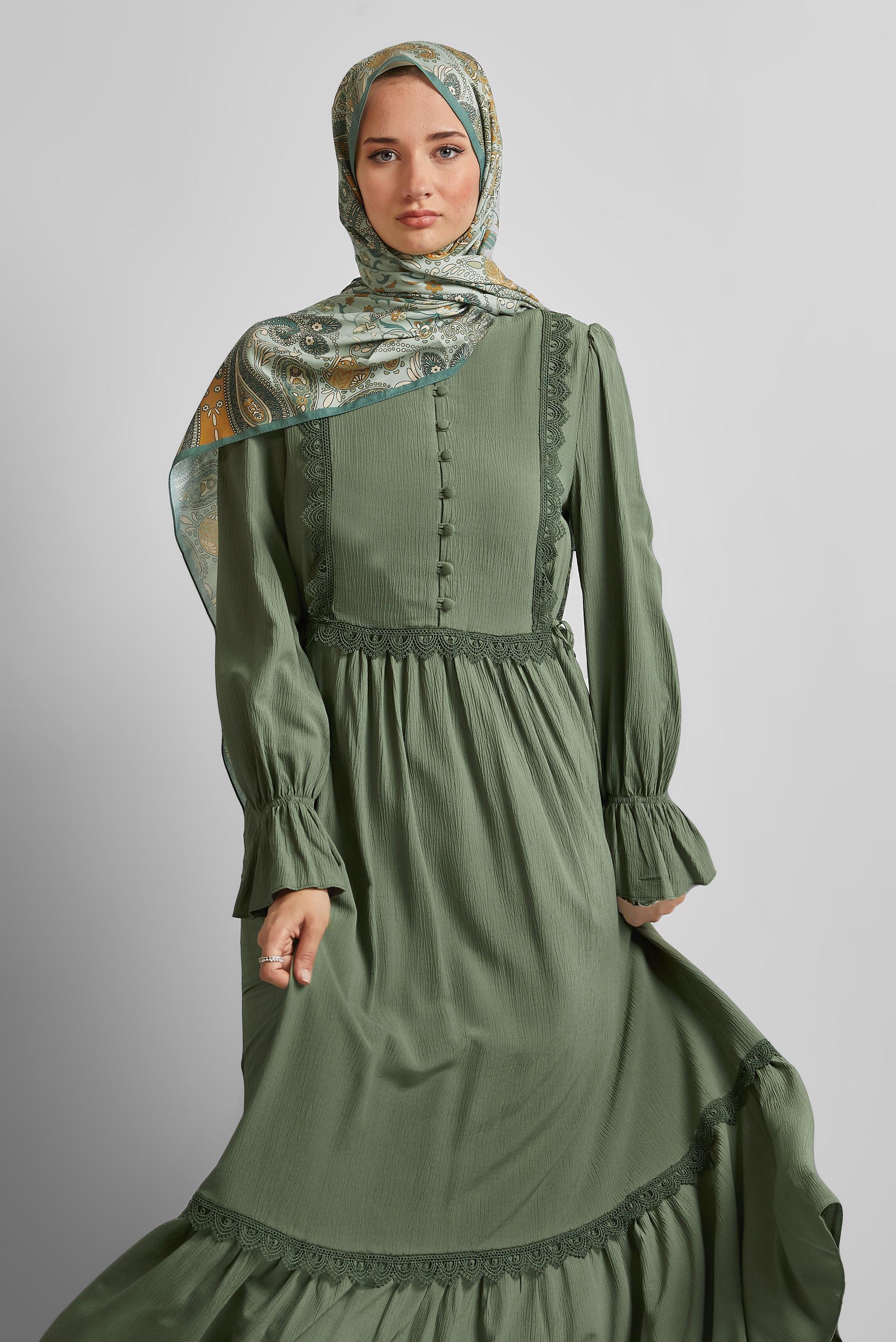 Vêtements hijab KAKI ROBE HIJAB EN VISCOSE 45412