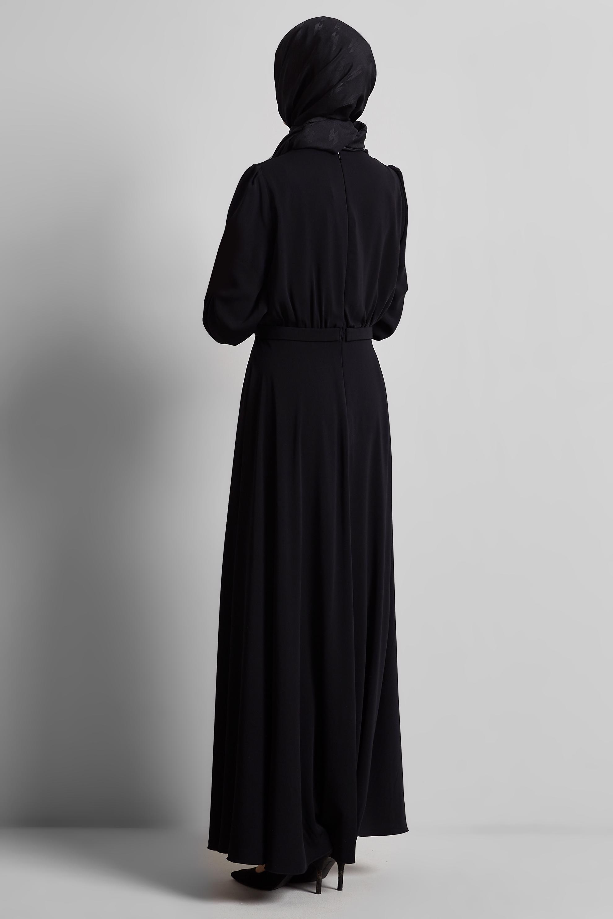 Tesettür giyim SİYAH PAYET DETAYLI ELBİSE 45419