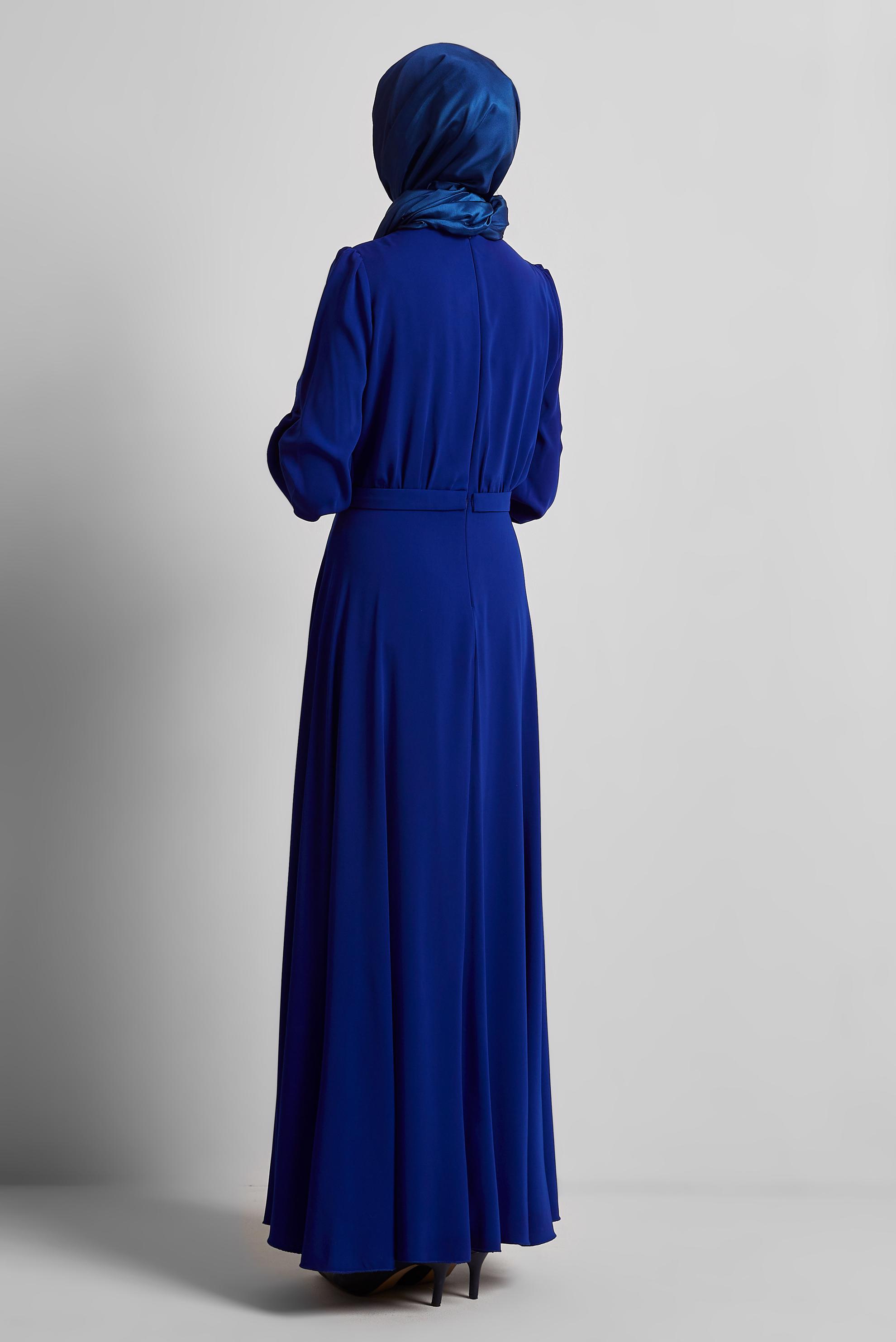 Tesettür giyim MAVİ PAYET DETAYLI ELBİSE 45419