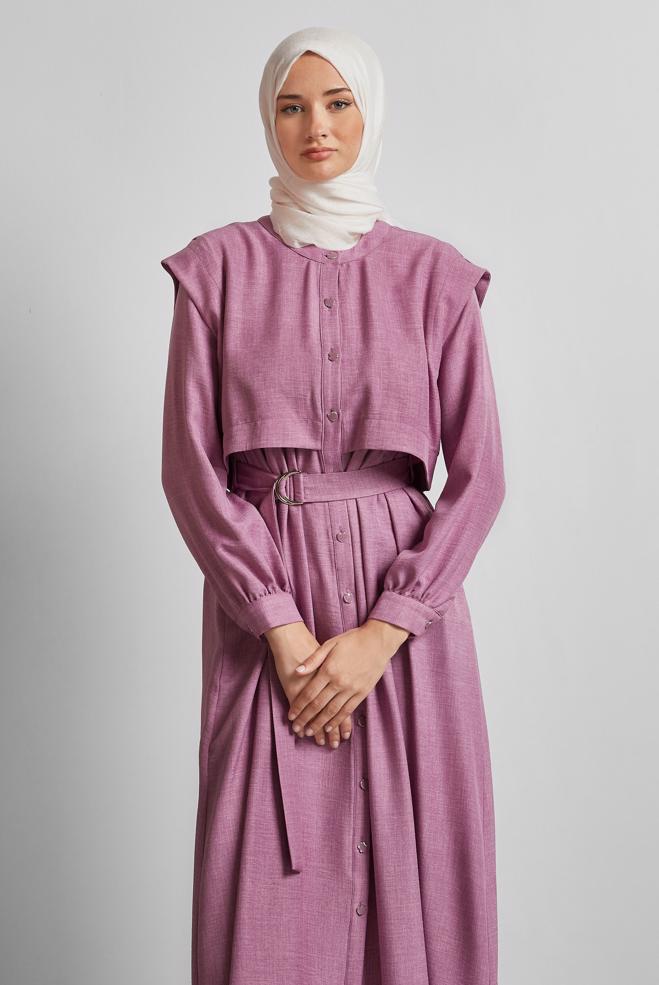 Hijab-Kleidung DAMSON KLEID MIT GÜRTEL 45428 - ALVİNA
