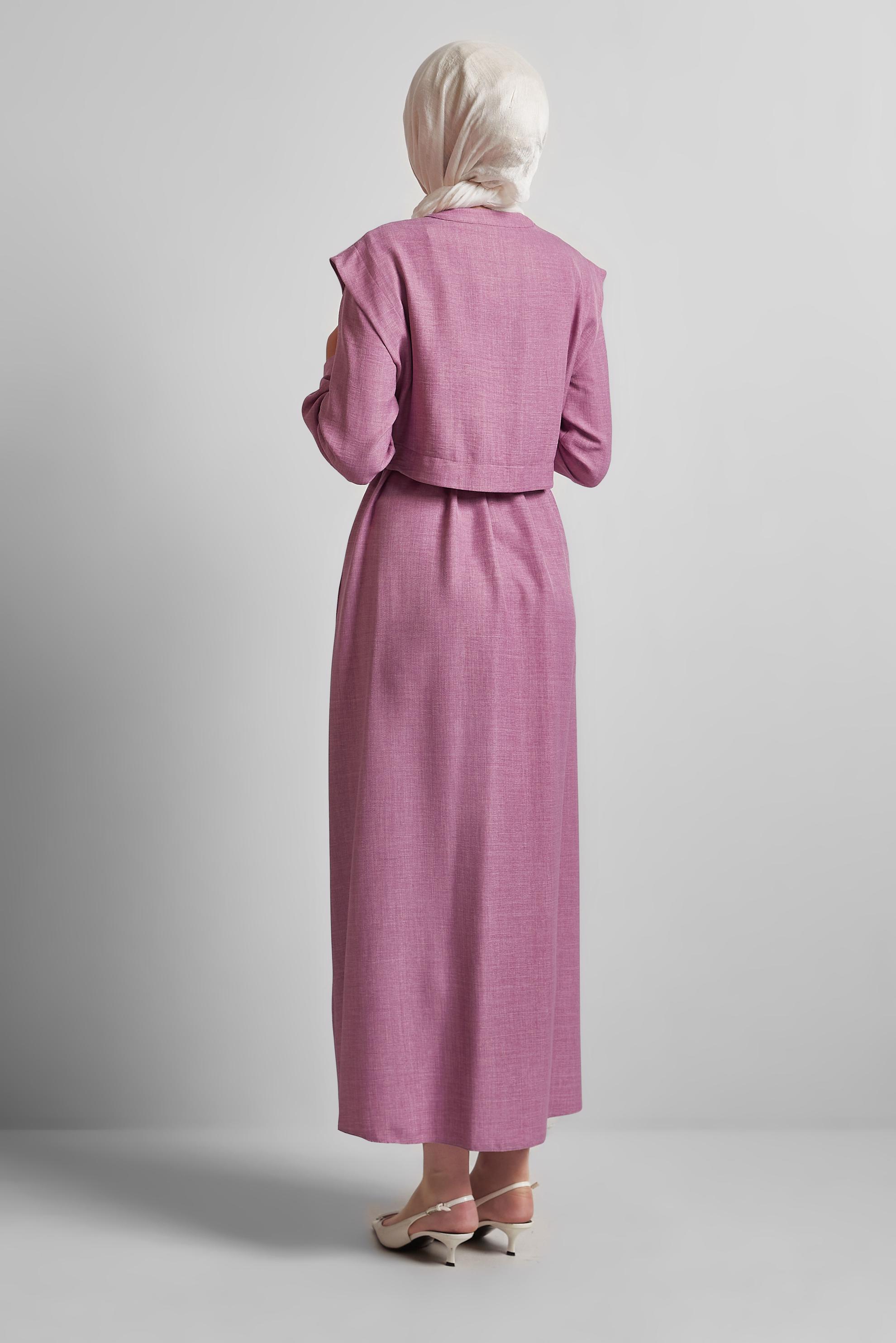 Tesettür giyim MÜRDÜM KEMERLİ ELBİSE 45428