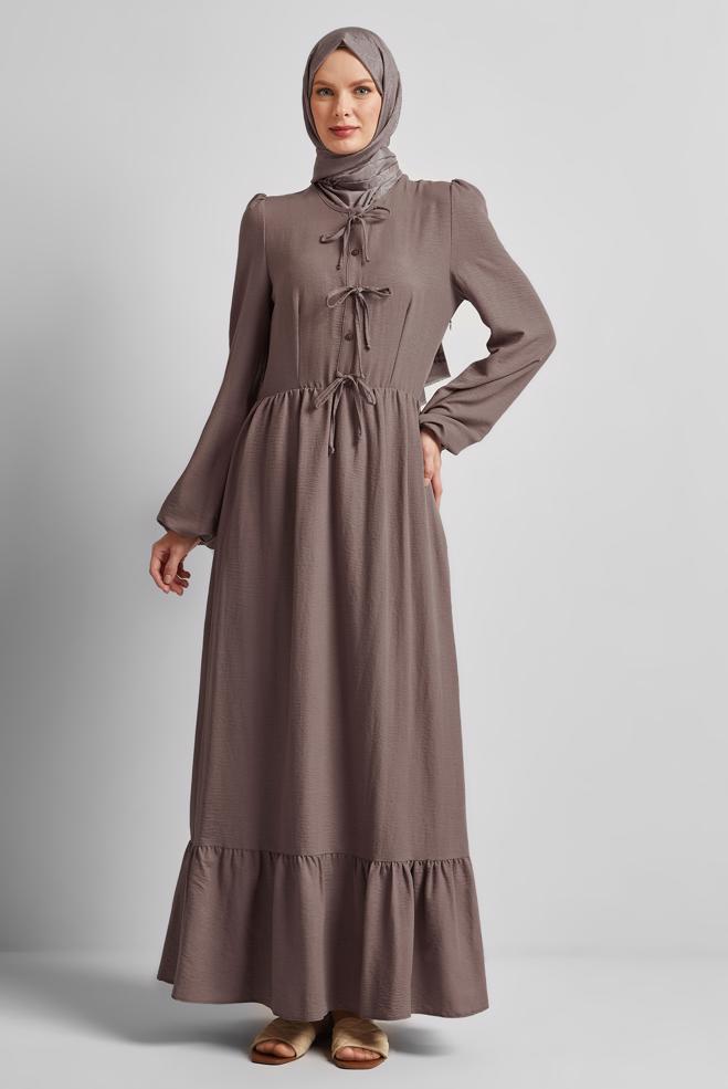 Hijab-Kleidung NERZ GEBUNDENES KLEID 45433 - ALVİNA